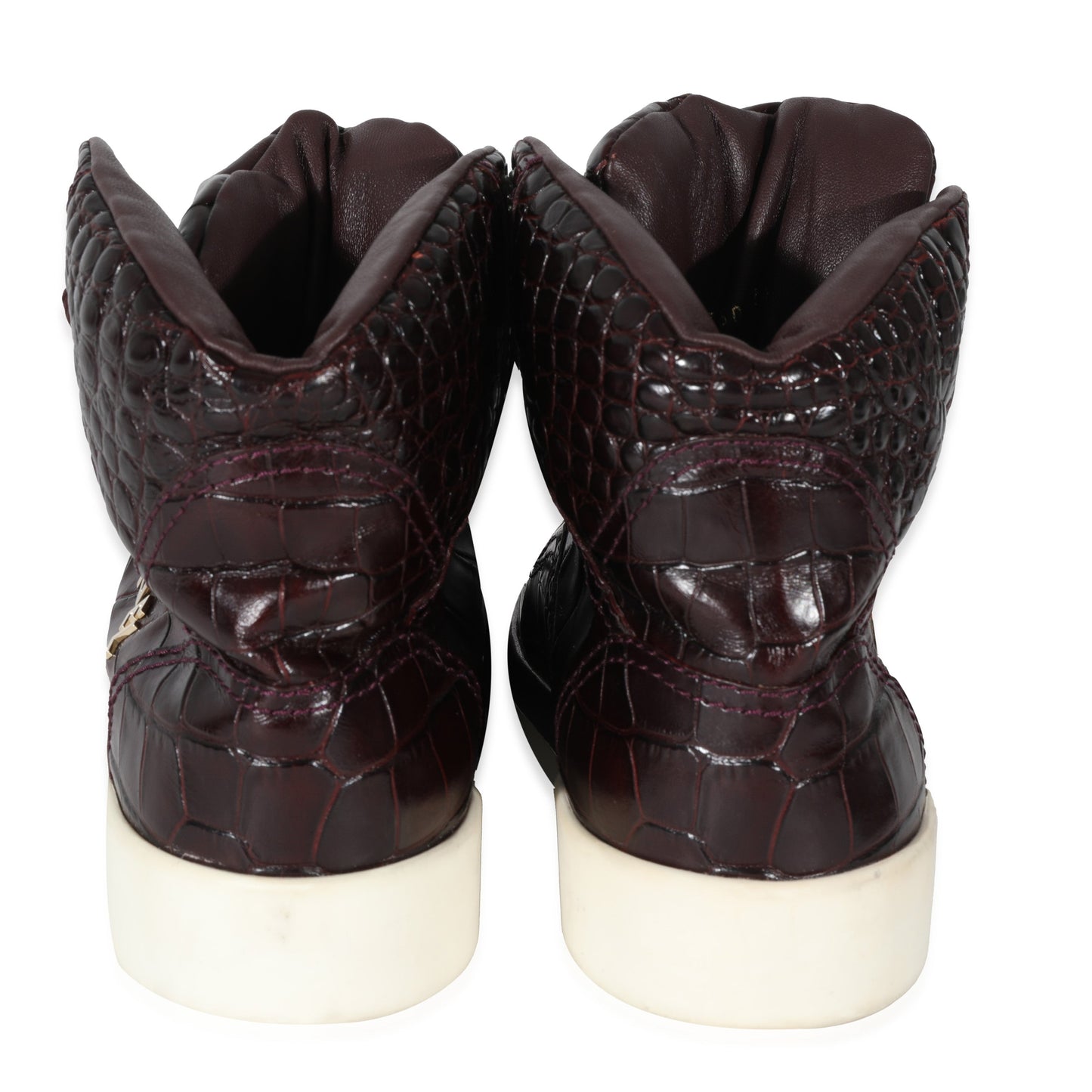 19A Burgundy Croc Embossed High Top Sneakers