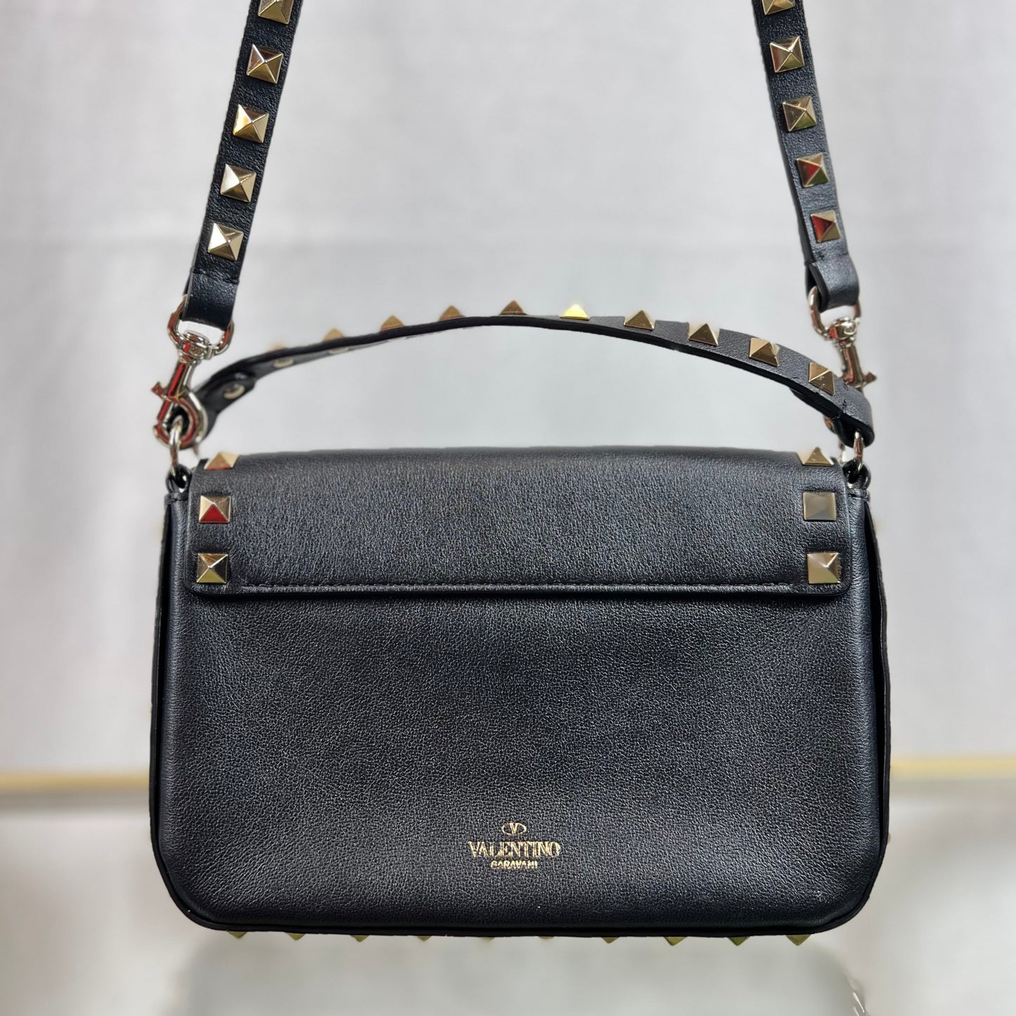 VALENTINO Mini Rock Stud Black Leather Crossbody