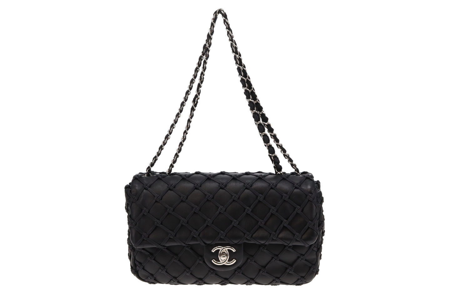 Chanel Black Lambskin Jumbo Canebiers Net Flap 2011