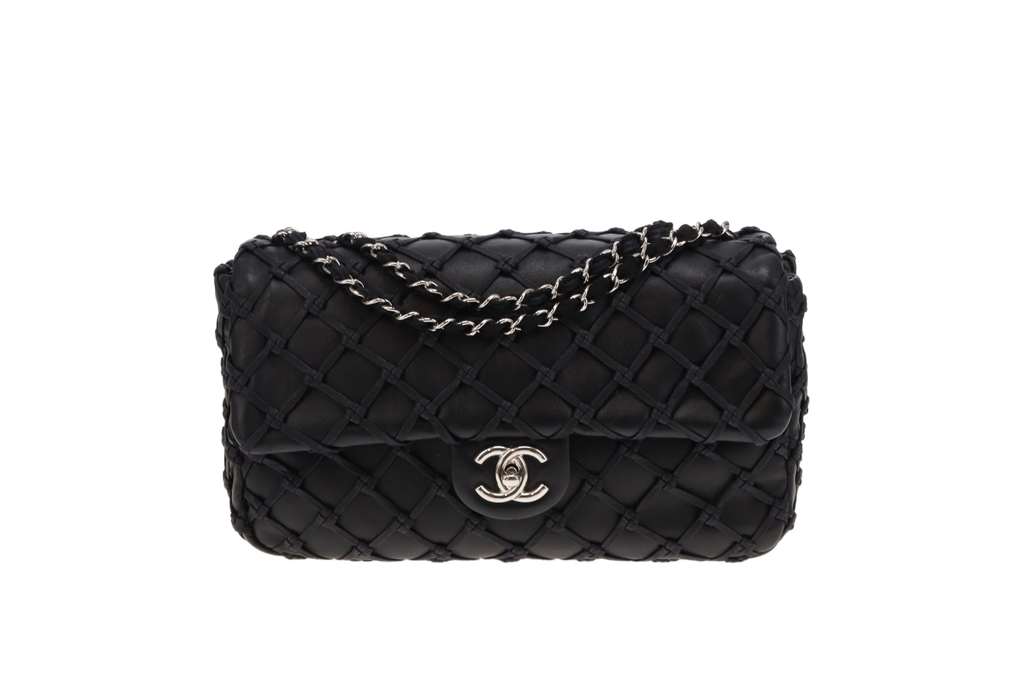 Chanel Black Lambskin Jumbo Canebiers Net Flap 2011