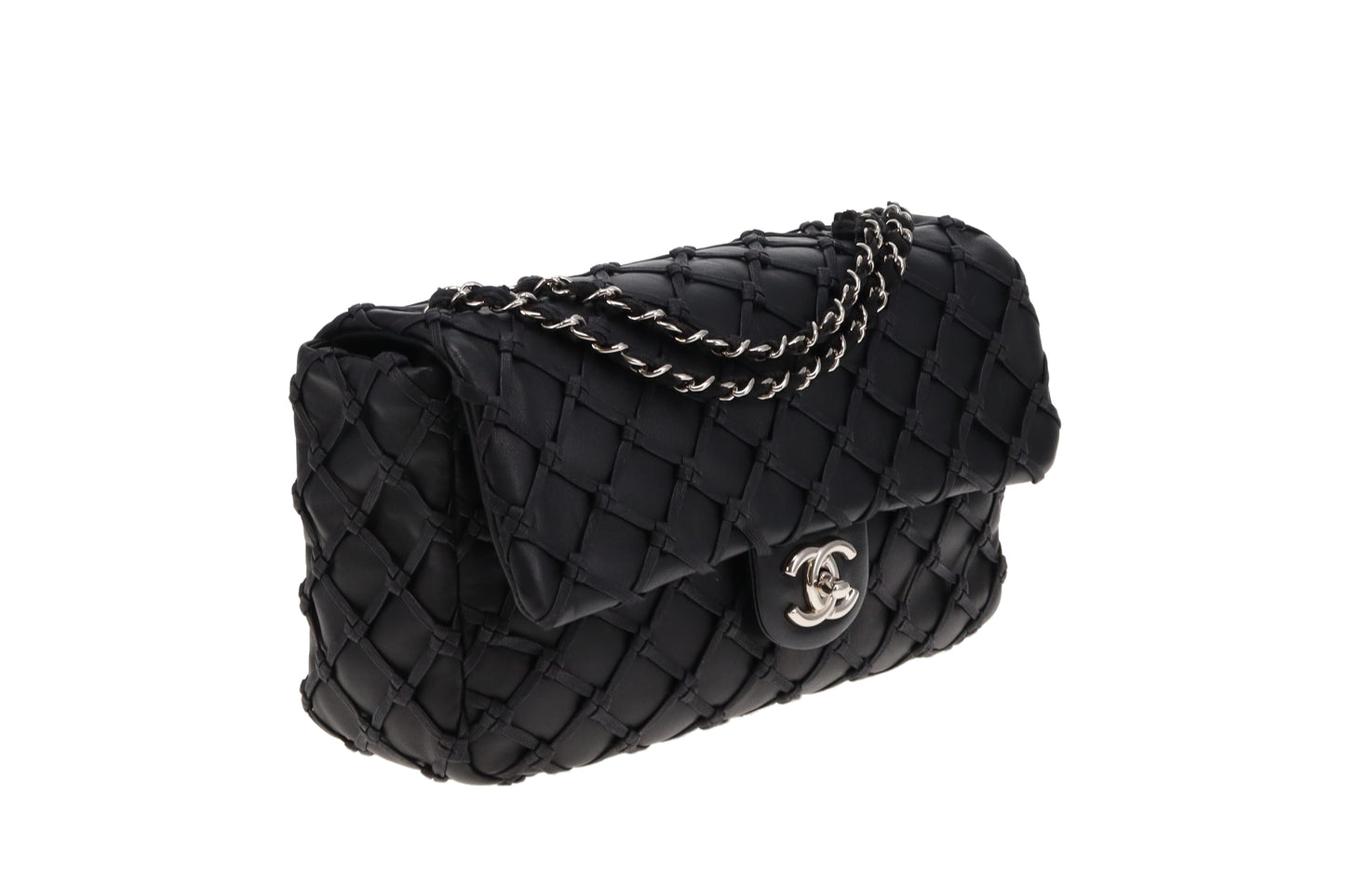 Chanel Black Lambskin Jumbo Canebiers Net Flap 2011