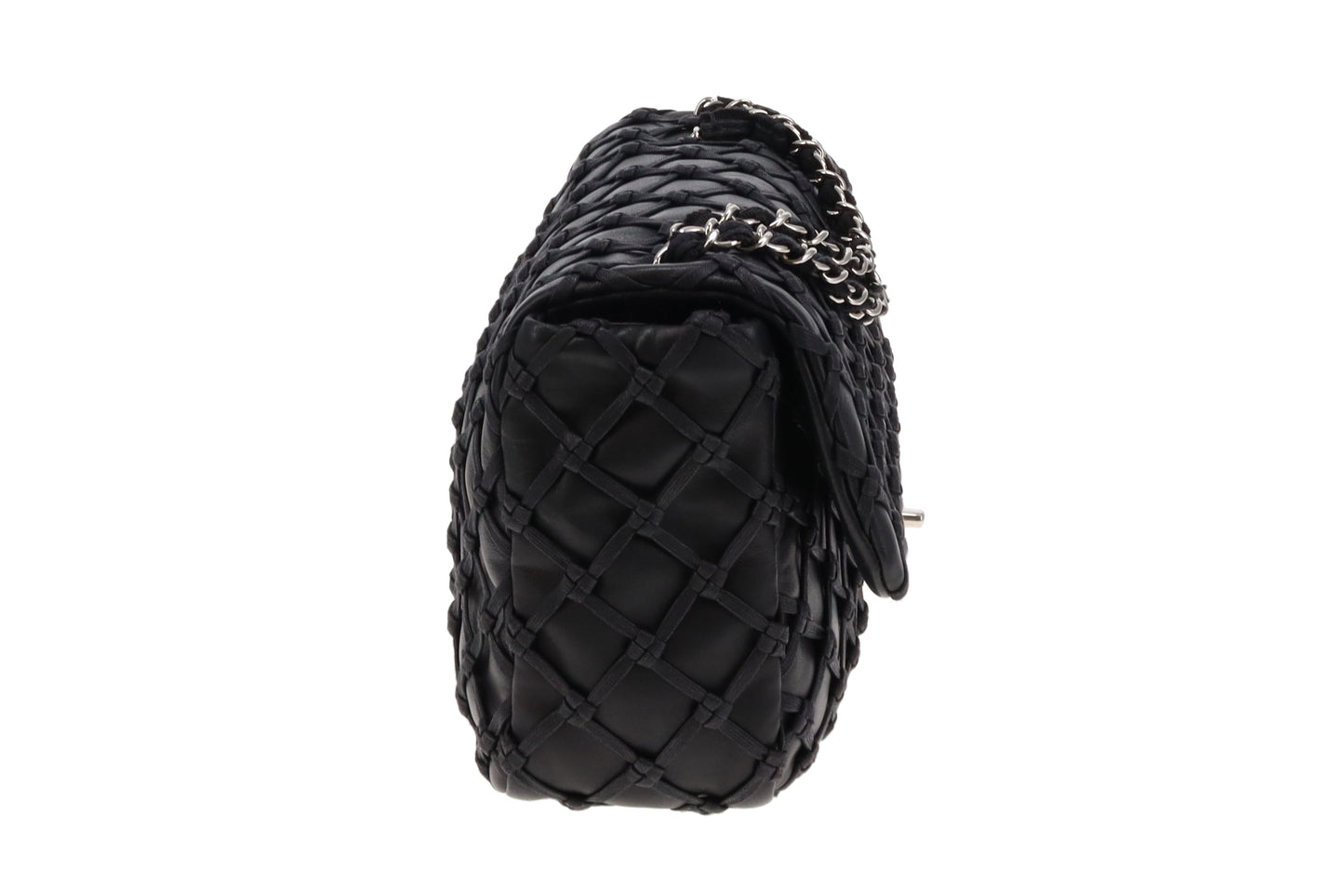 Chanel Black Lambskin Jumbo Canebiers Net Flap 2011