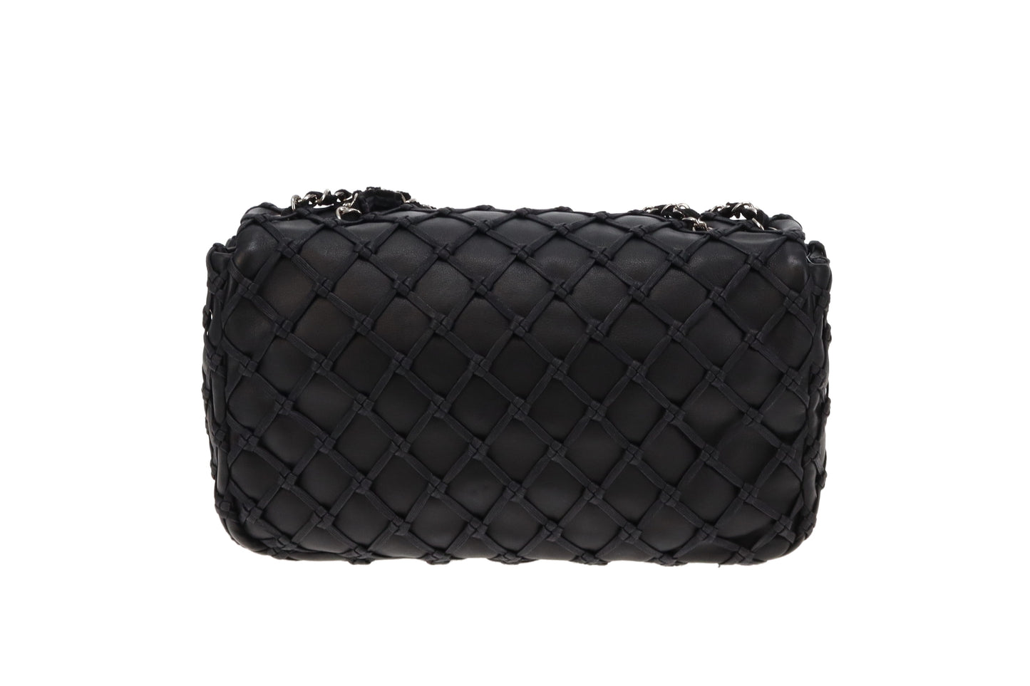 Chanel Black Lambskin Jumbo Canebiers Net Flap 2011