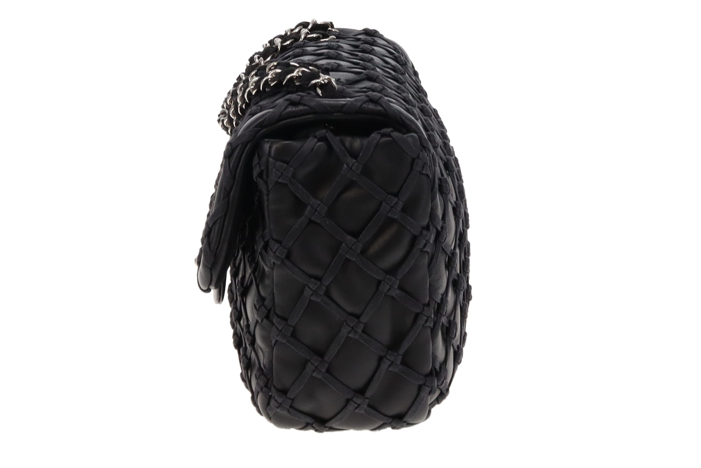 Chanel Black Lambskin Jumbo Canebiers Net Flap 2011