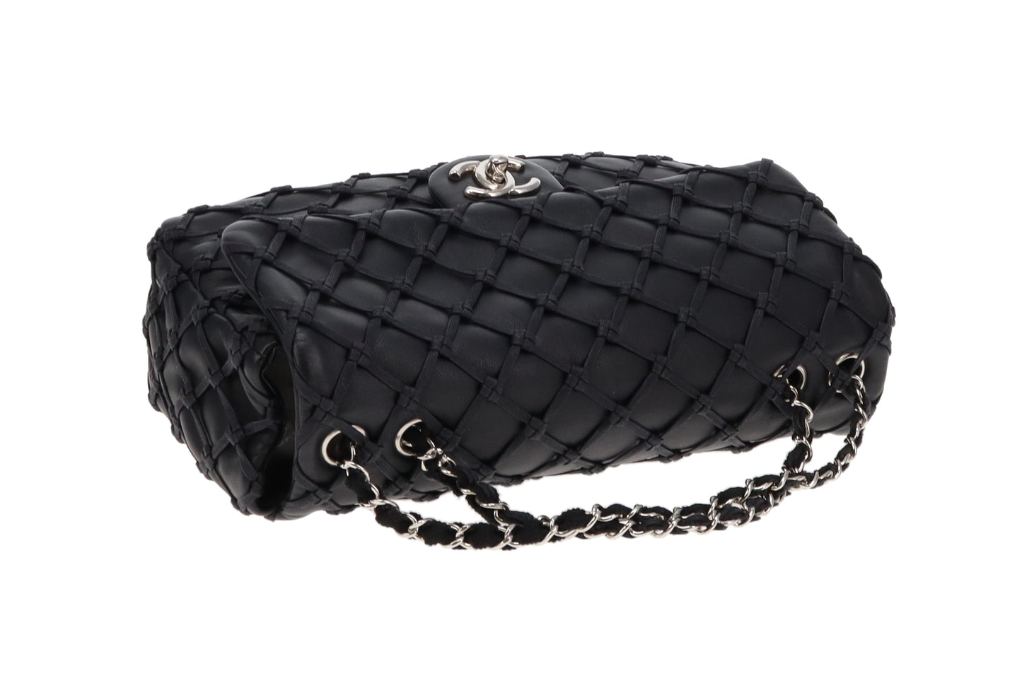 Chanel Black Lambskin Jumbo Canebiers Net Flap 2011