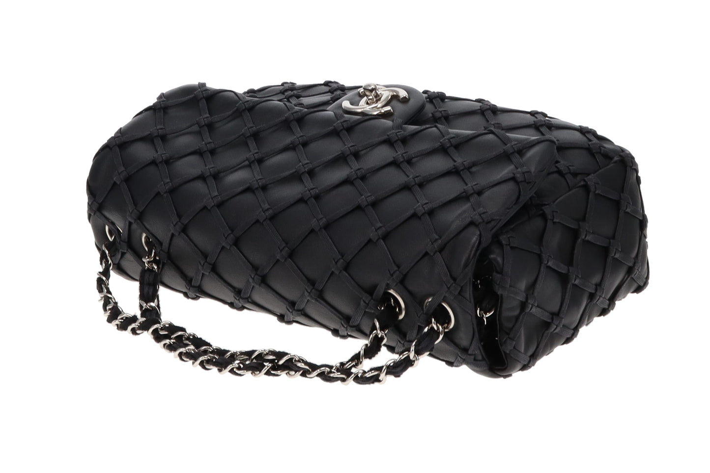 Chanel Black Lambskin Jumbo Canebiers Net Flap 2011