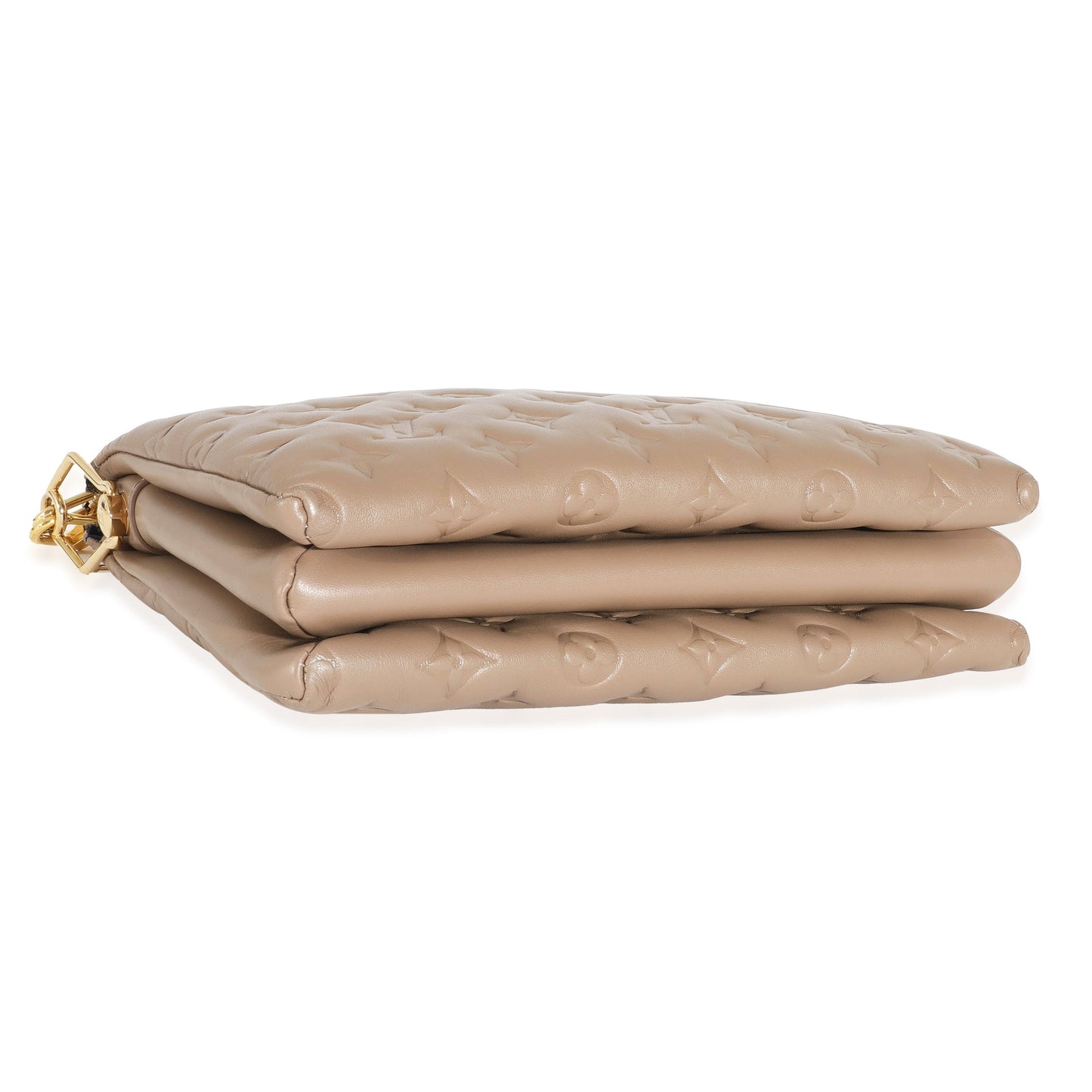 Taupe Monogram Embossed Puffy Lambskin Coussin PM