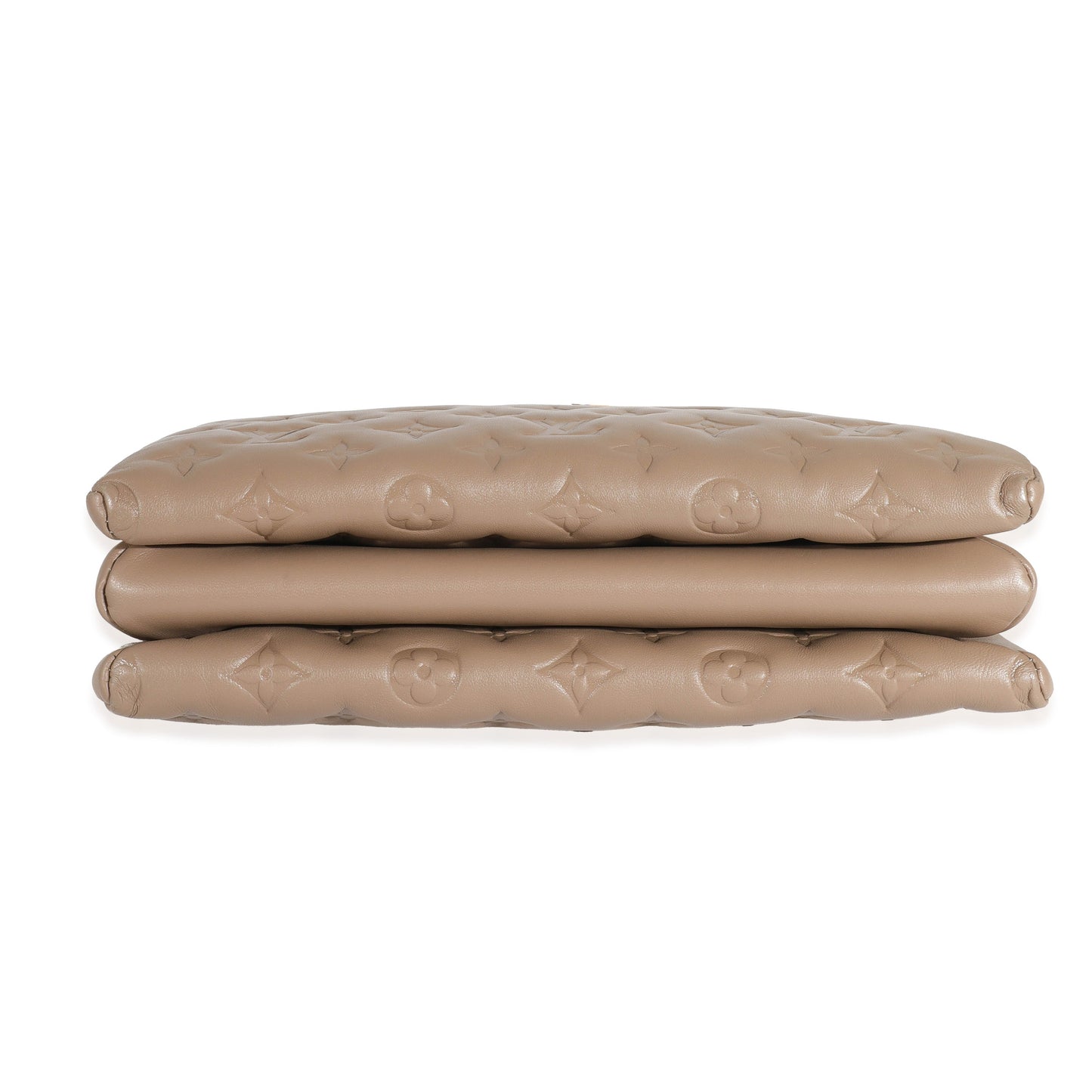 Taupe Monogram Embossed Puffy Lambskin Coussin PM