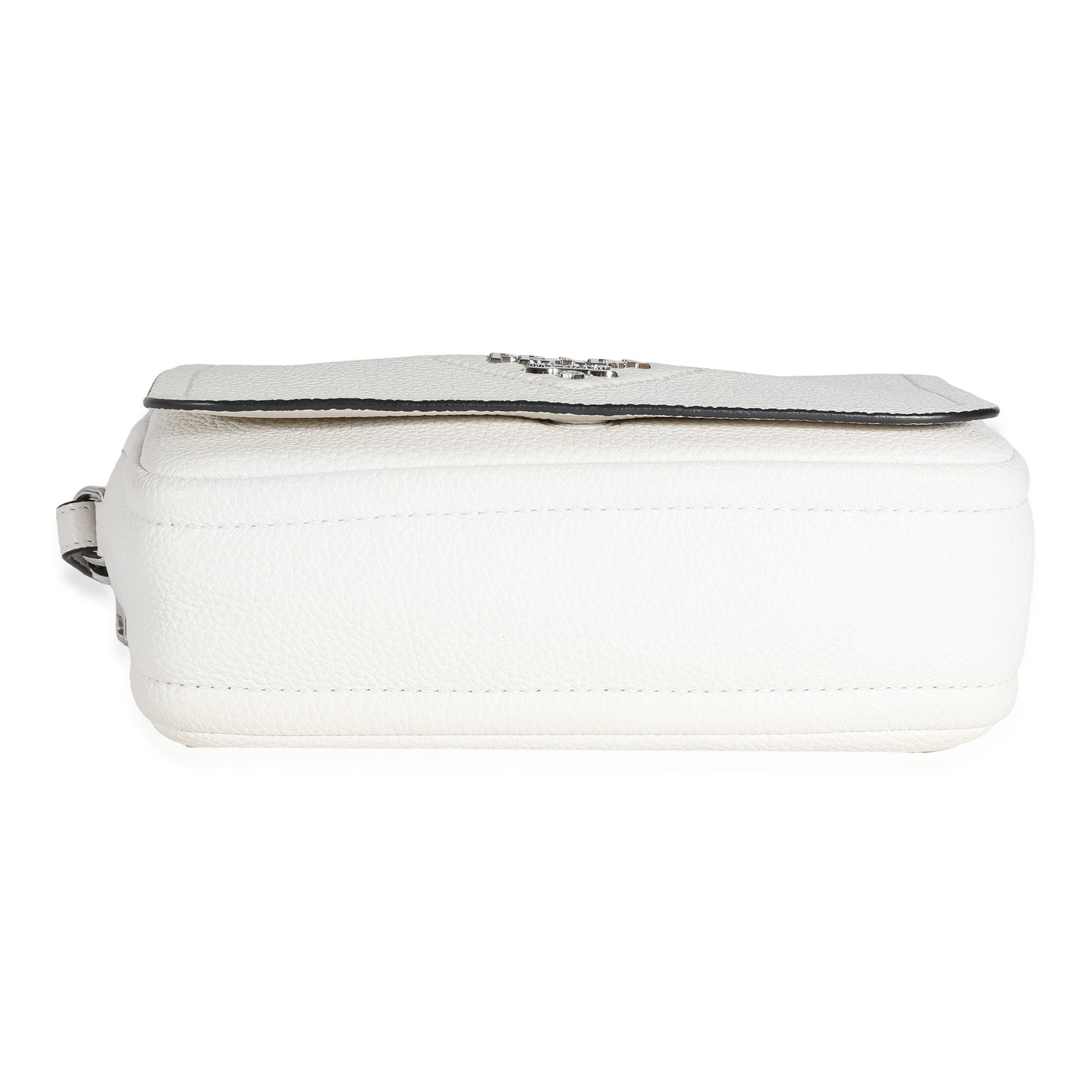 White Vitello Daino Logo Crossbody Flap Bag