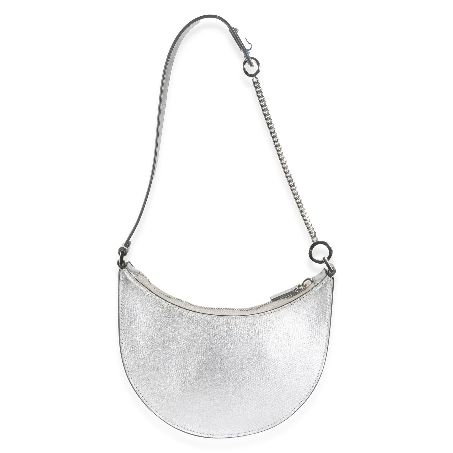 Silver Grained Calfskin Vlogo Mini Hobo