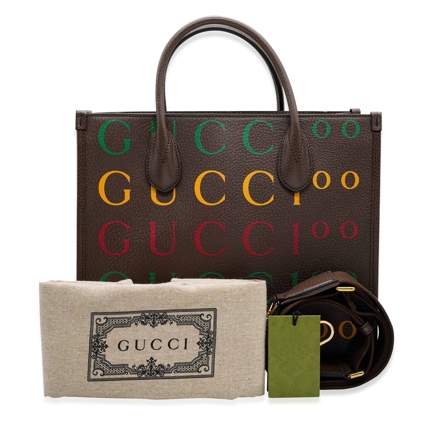 Brown Calfskin Gucci 100 Tote