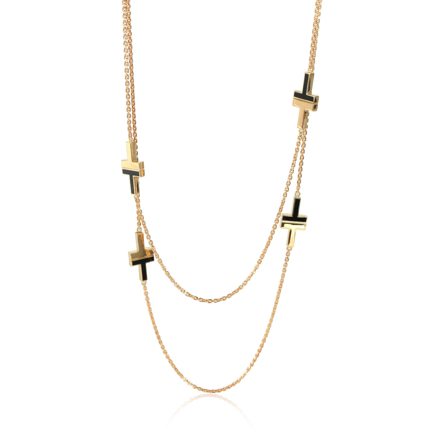 Tiffany T Black Onyx Station Necklace in 18k Yellow Gold