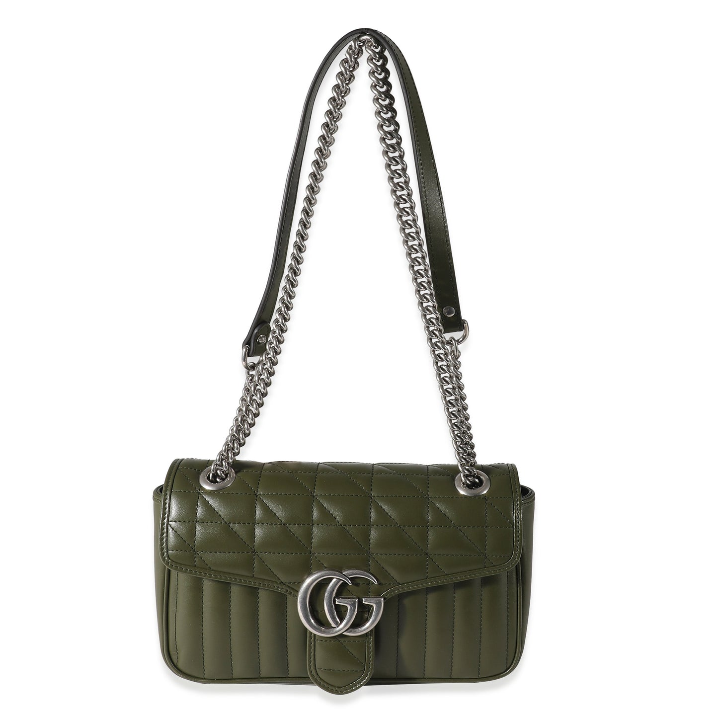 Forest Green Calfskin Aria GG Small Marmont Bag