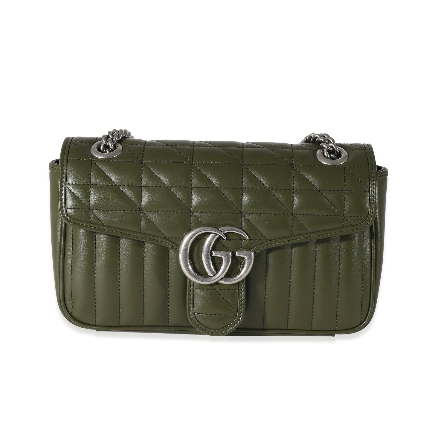 Forest Green Calfskin Aria GG Small Marmont Bag