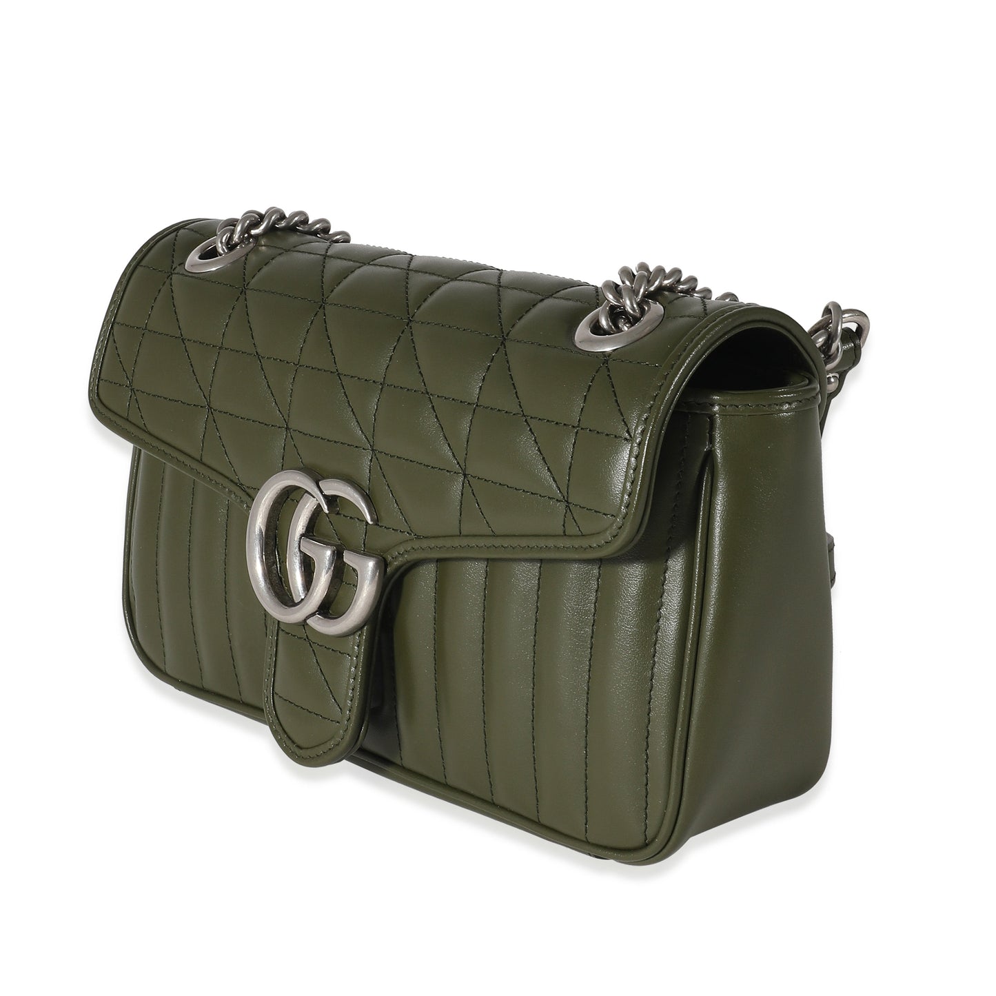 Forest Green Calfskin Aria GG Small Marmont Bag