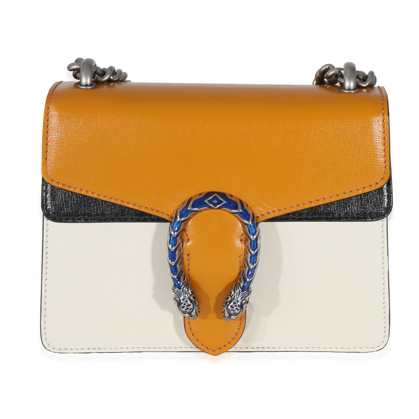 Orange Navy Cream Tri-Colour Leather Enamel Mini Dionysus