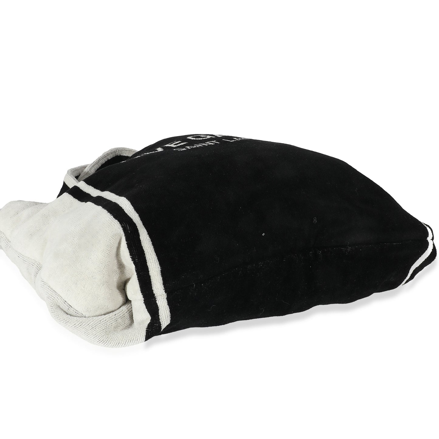 Rive Gauche Black White Terry Cloth Beach Towel Tote