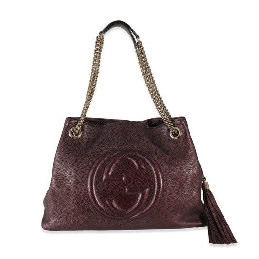 Metallic Purple Pebbled Calfskin Soho Chain Tote