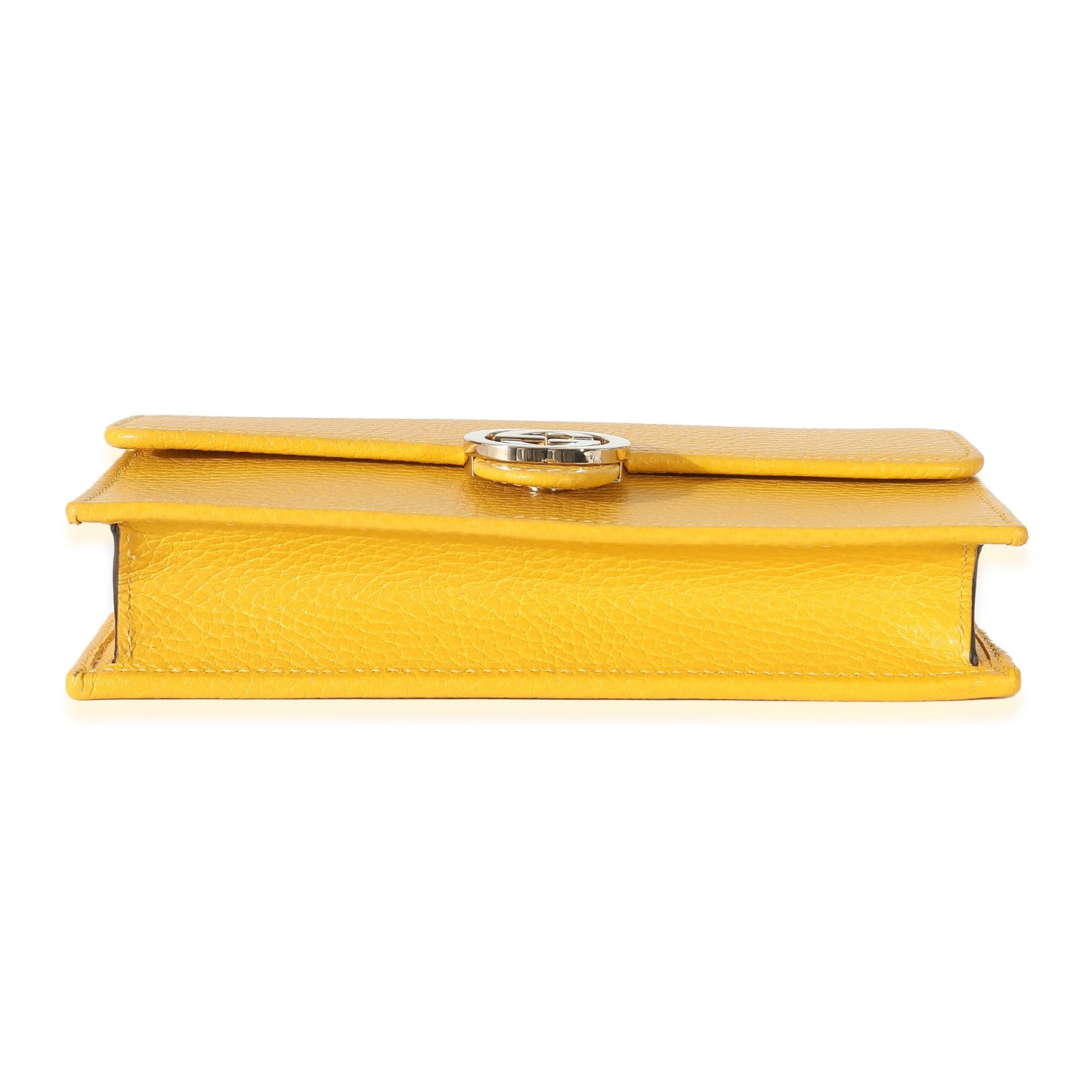 Yellow Dollar Calfskin Interlocking G Chain Wallet