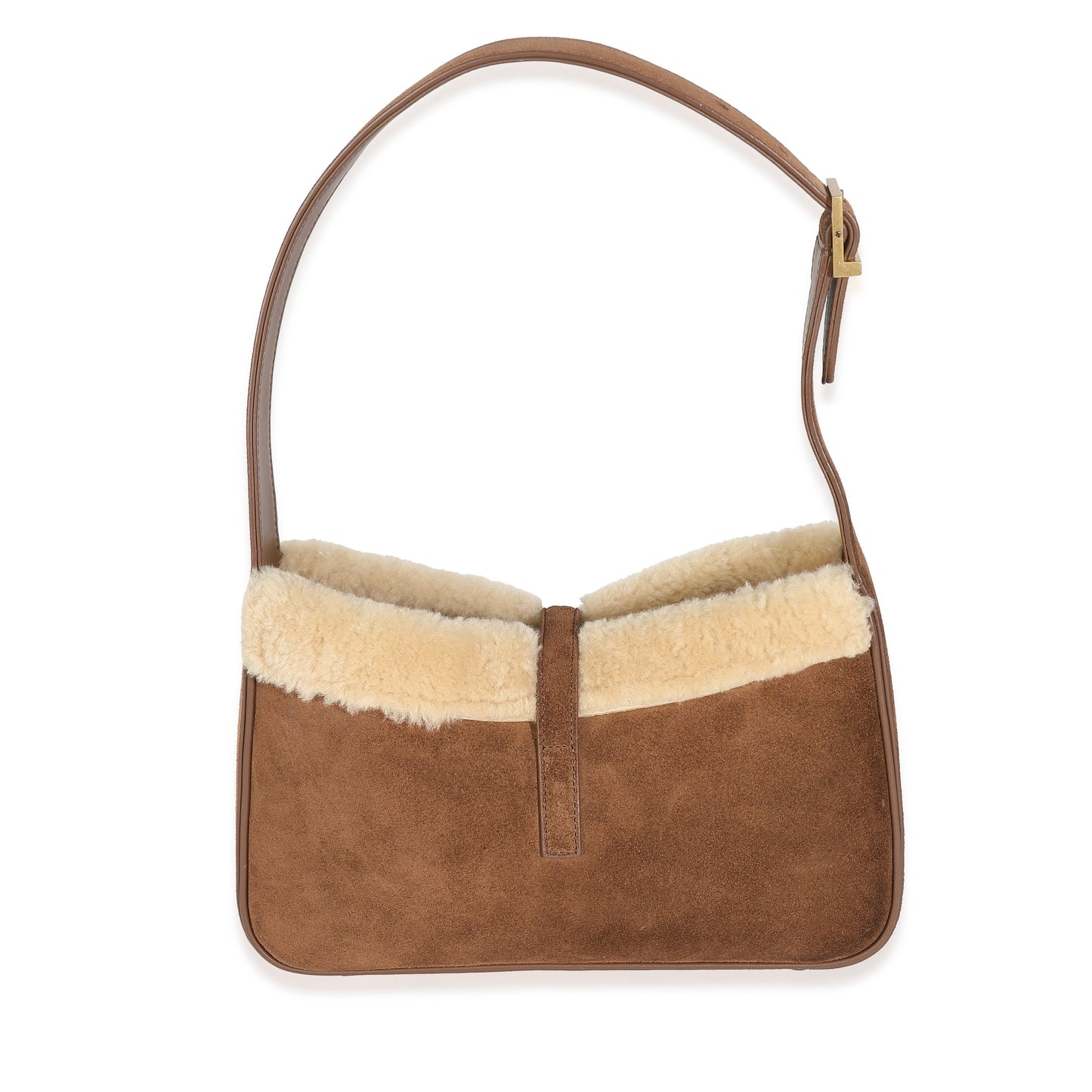 Dark Cigar Suede Natural Beige Shearling Le 5 A 7 Hobo