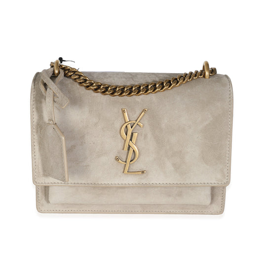 Matt Gold Suede Small Sunset Chain Bag