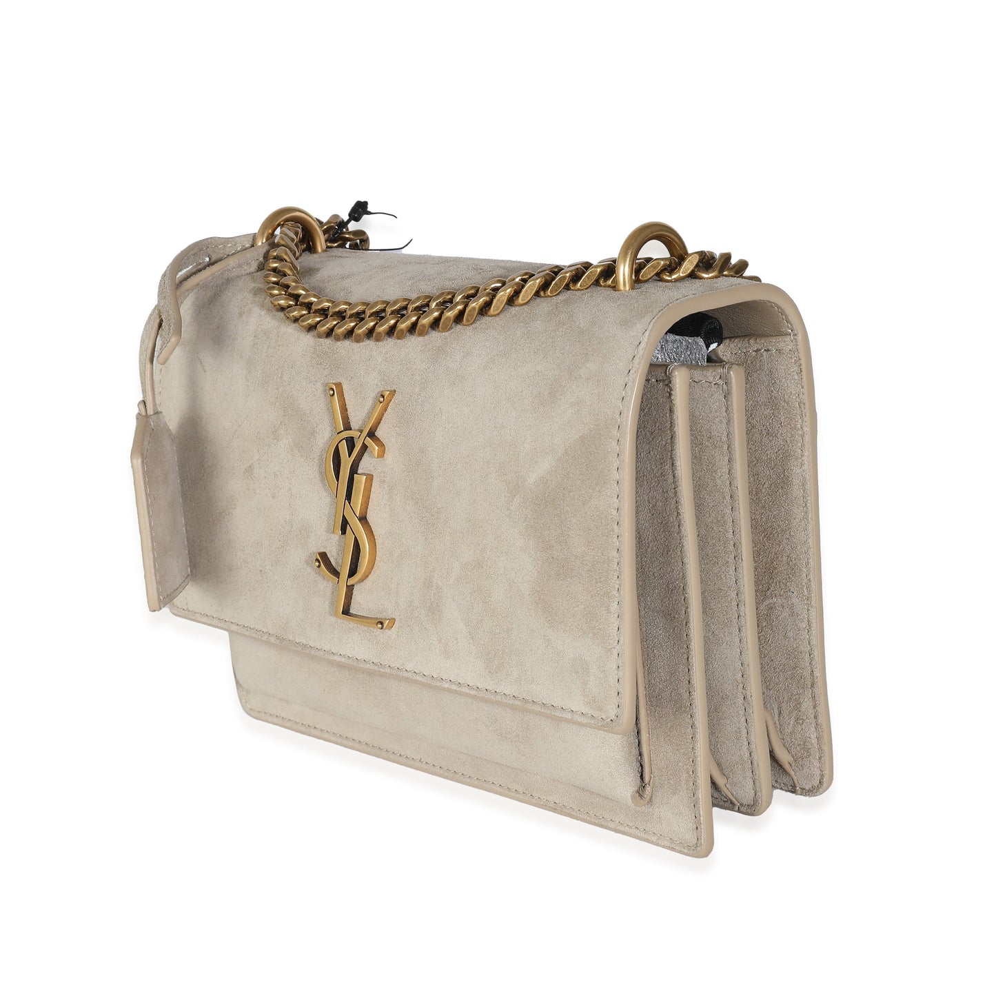 Matt Gold Suede Small Sunset Chain Bag