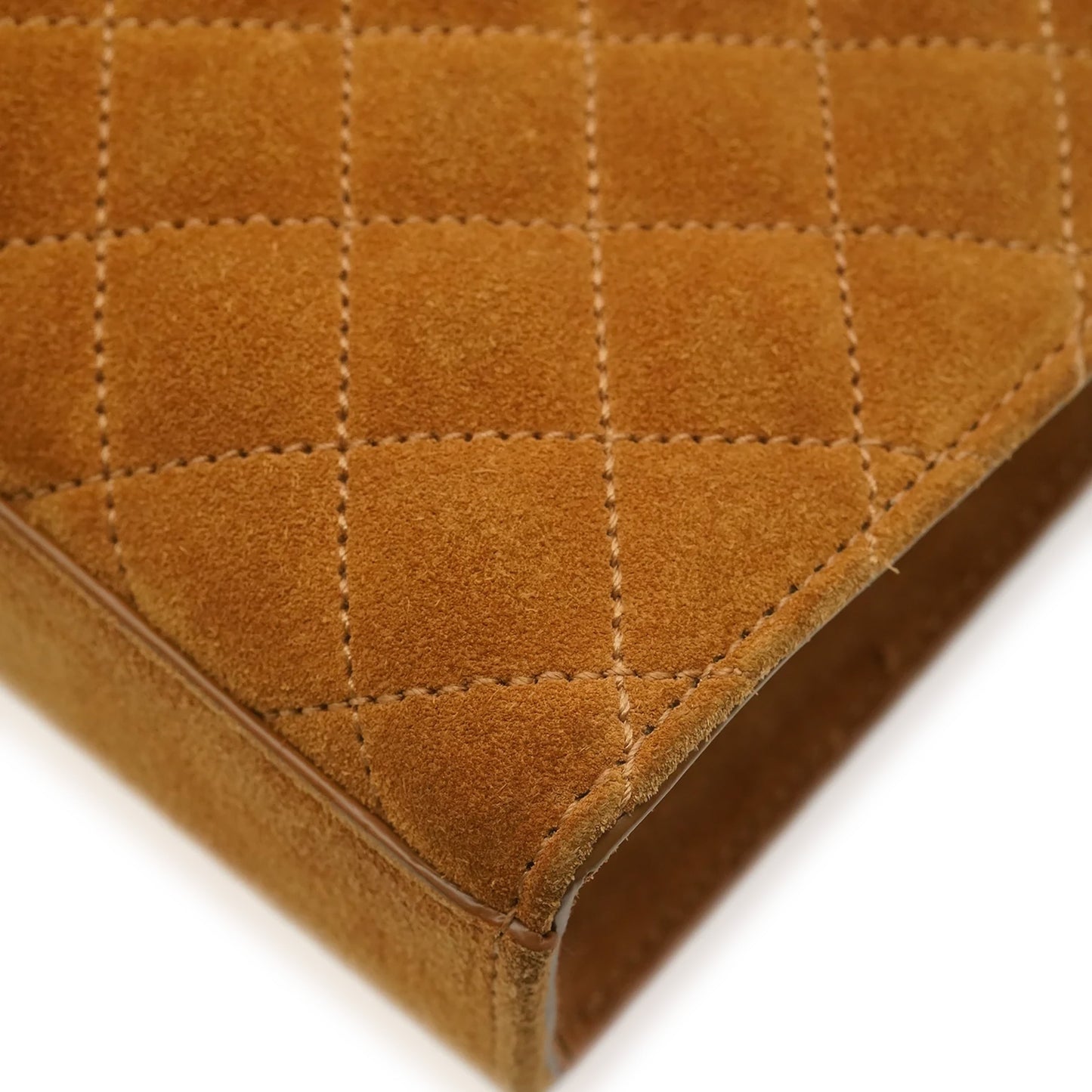 Brown Suede Tri Quilt Envelope Flap Chain Bag