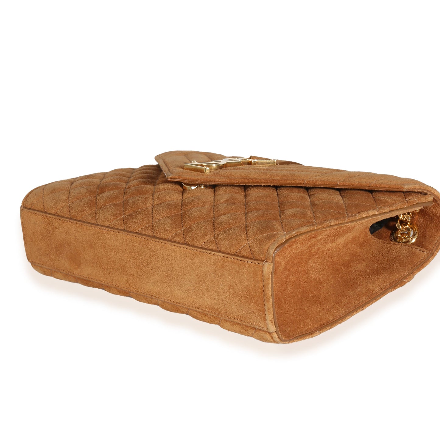 Tan Suede Mixed Triquilt Small Monogram Envelope Flap Bag