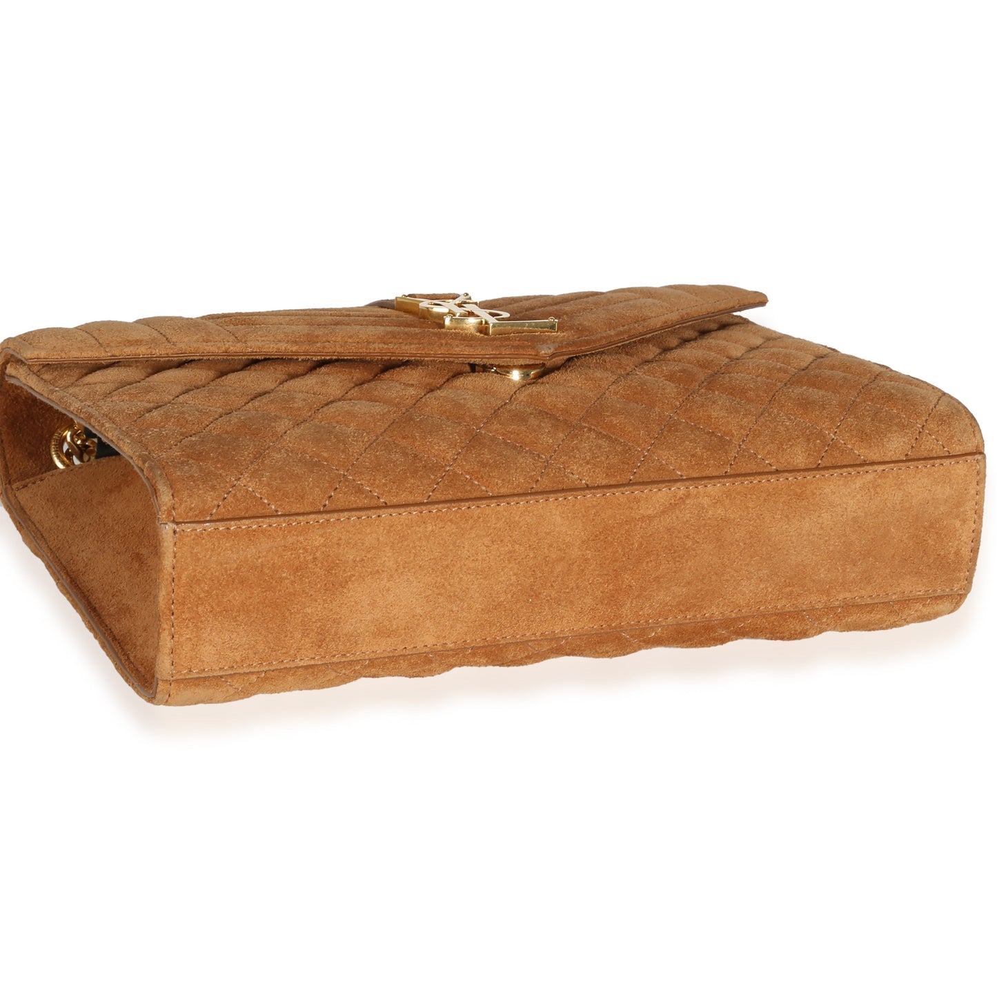 Tan Suede Mixed Triquilt Small Monogram Envelope Flap Bag