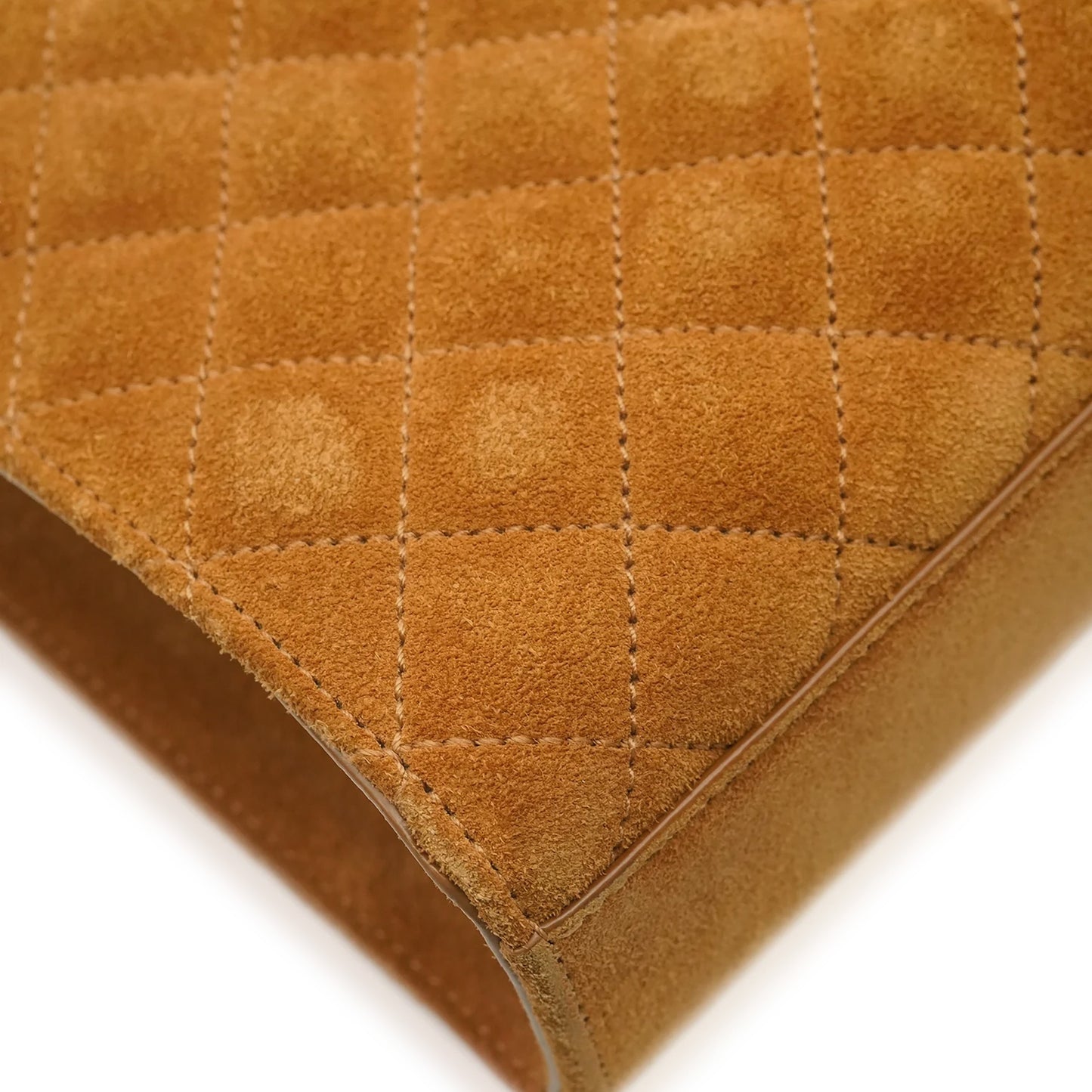 Brown Suede Tri Quilt Envelope Flap Chain Bag