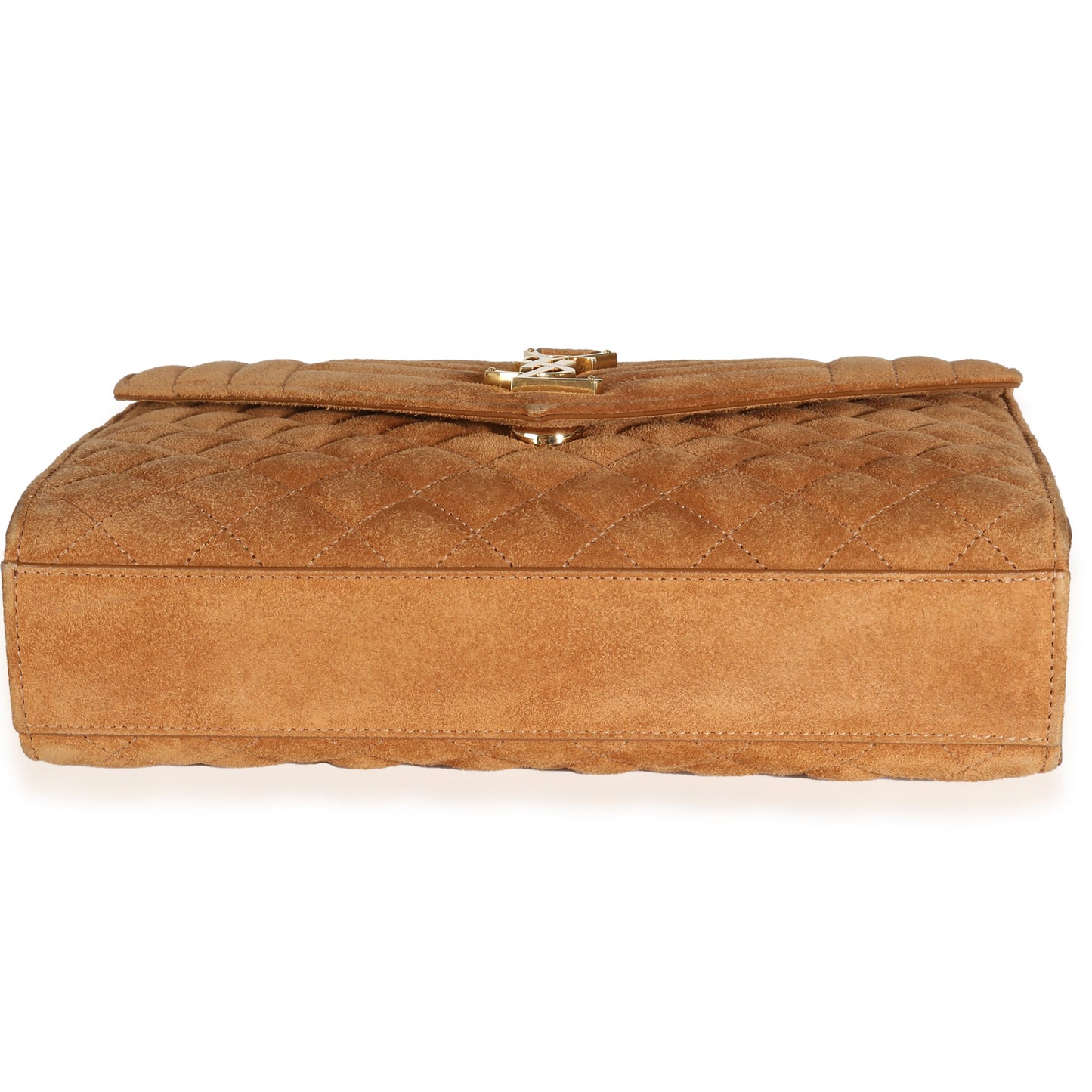 Tan Suede Mixed Triquilt Small Monogram Envelope Flap Bag