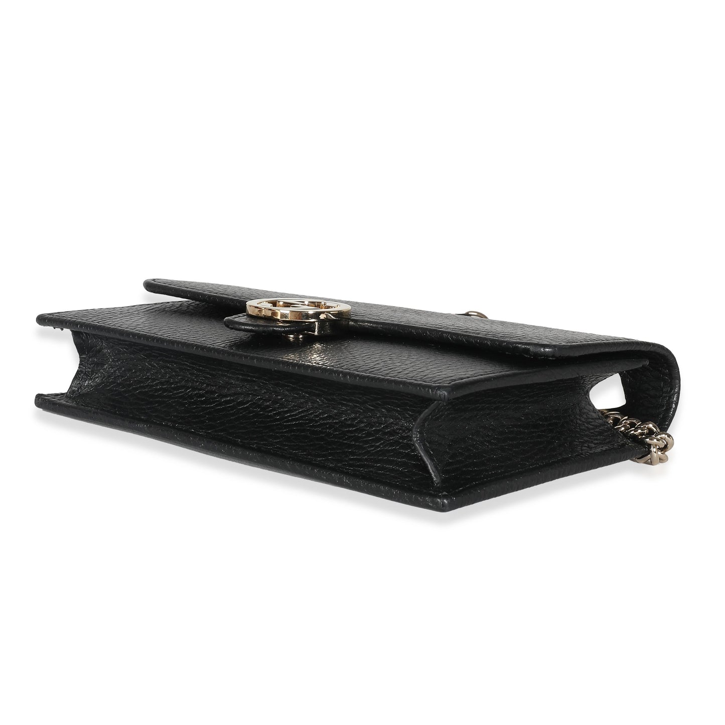 Black Dollar Calfskin Interlocking G Chain Wallet