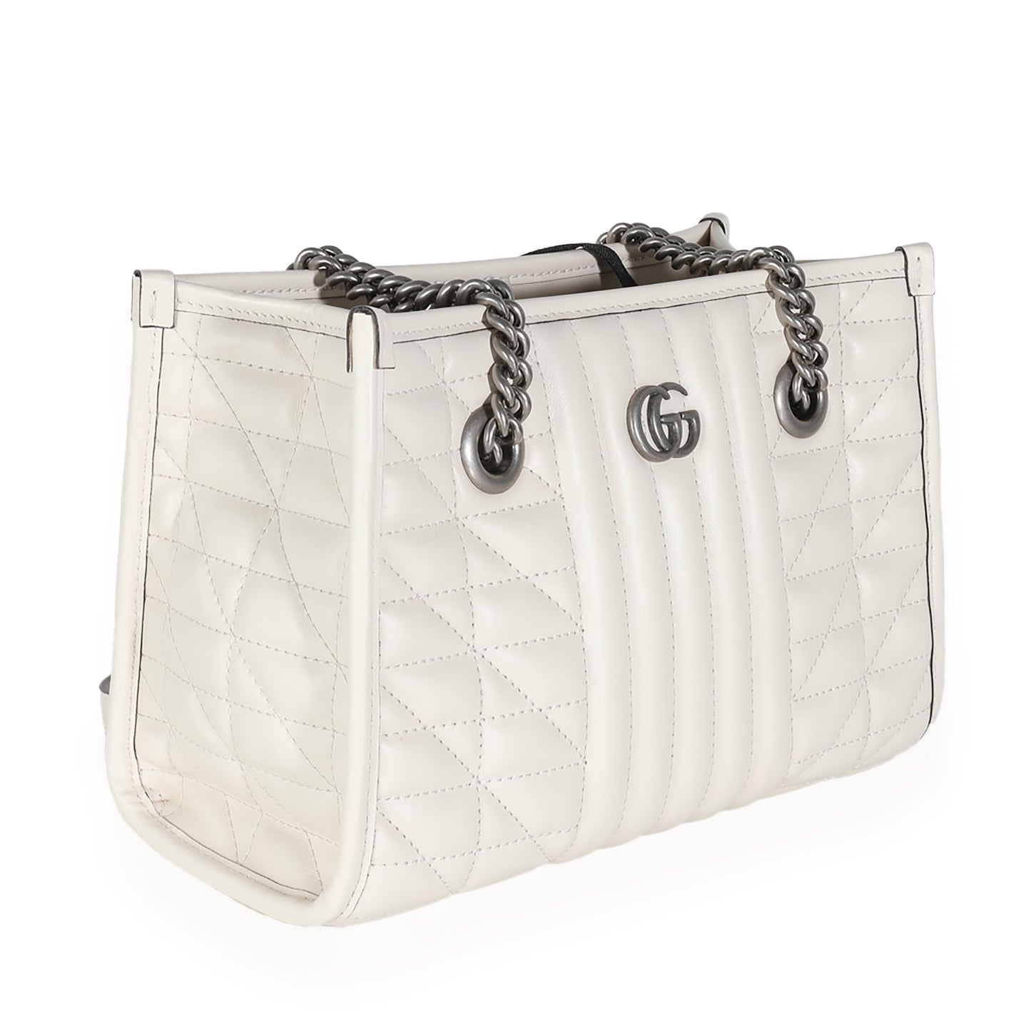 White Calfskin GG Marmont Small Aria Chain Shopping Tote