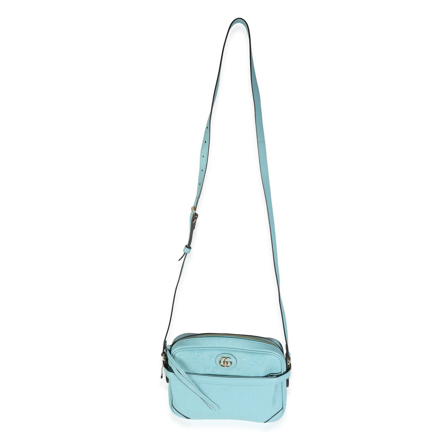 Blue Wonka Grain Calfskin GG Monogram Star Embossed Crossbody