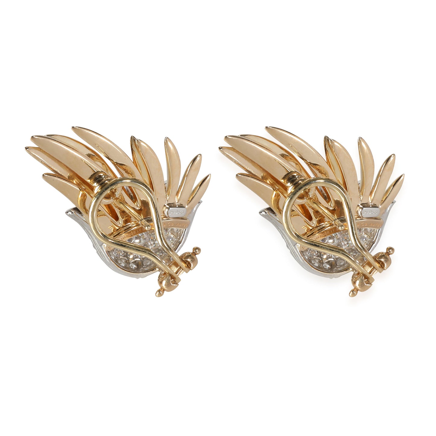 Sclumberger Flame Earrings in 18k Yellow Gold/Platinum 1.86 CTW