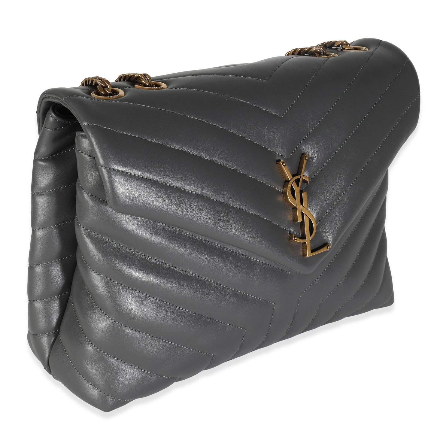 Storm Grey Calfskin Y Quilted Monogram Medium Loulou