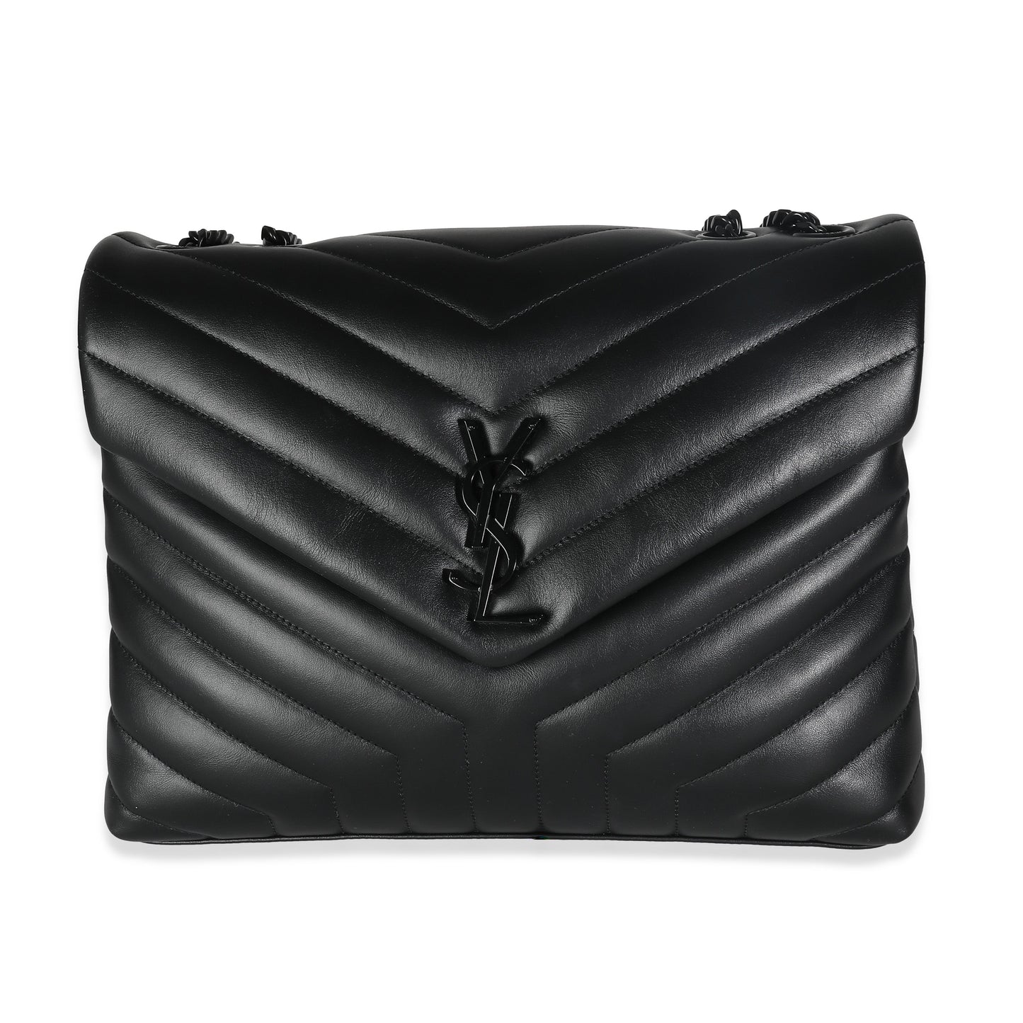 Black Chevron Calfskin Medium Loulou