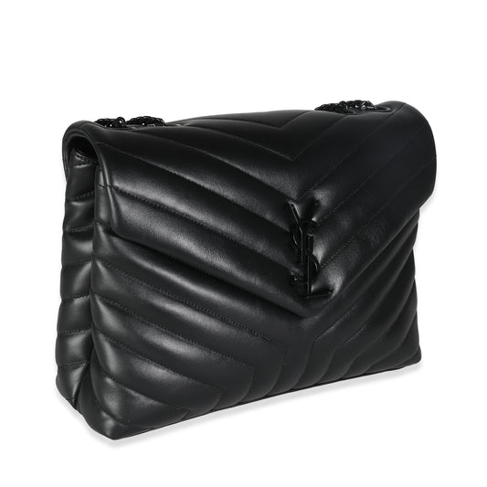 Black Chevron Calfskin Medium Loulou