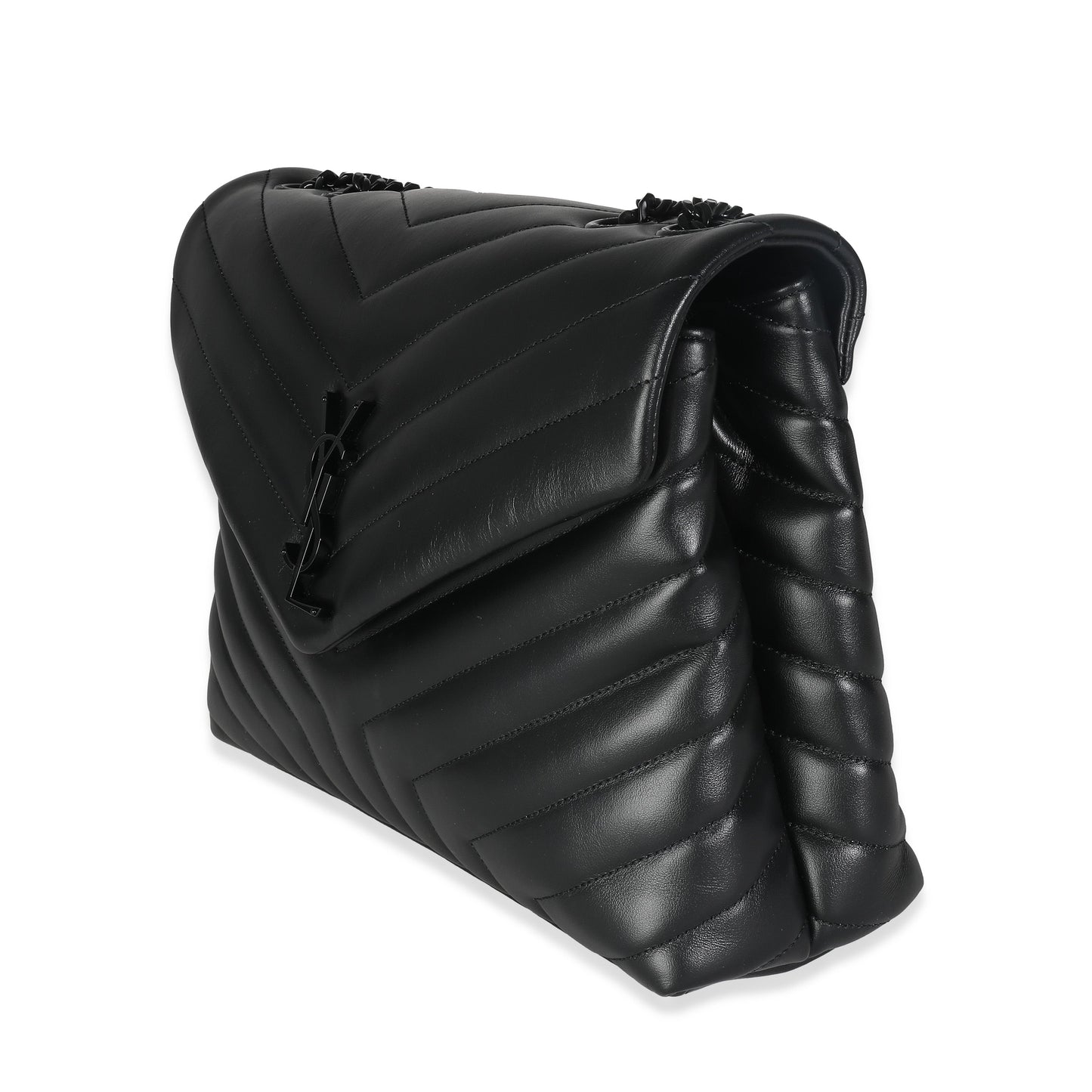 Black Chevron Calfskin Medium Loulou