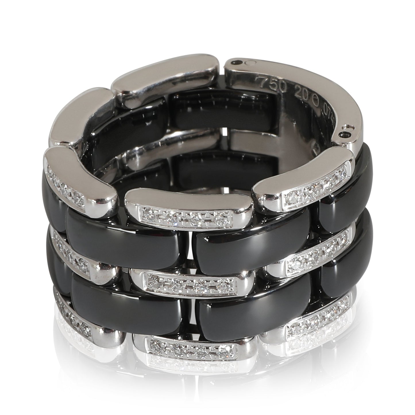 Ultra Diamond Ring With Black Ceramic in 18KT White Gold 0.37 CTW