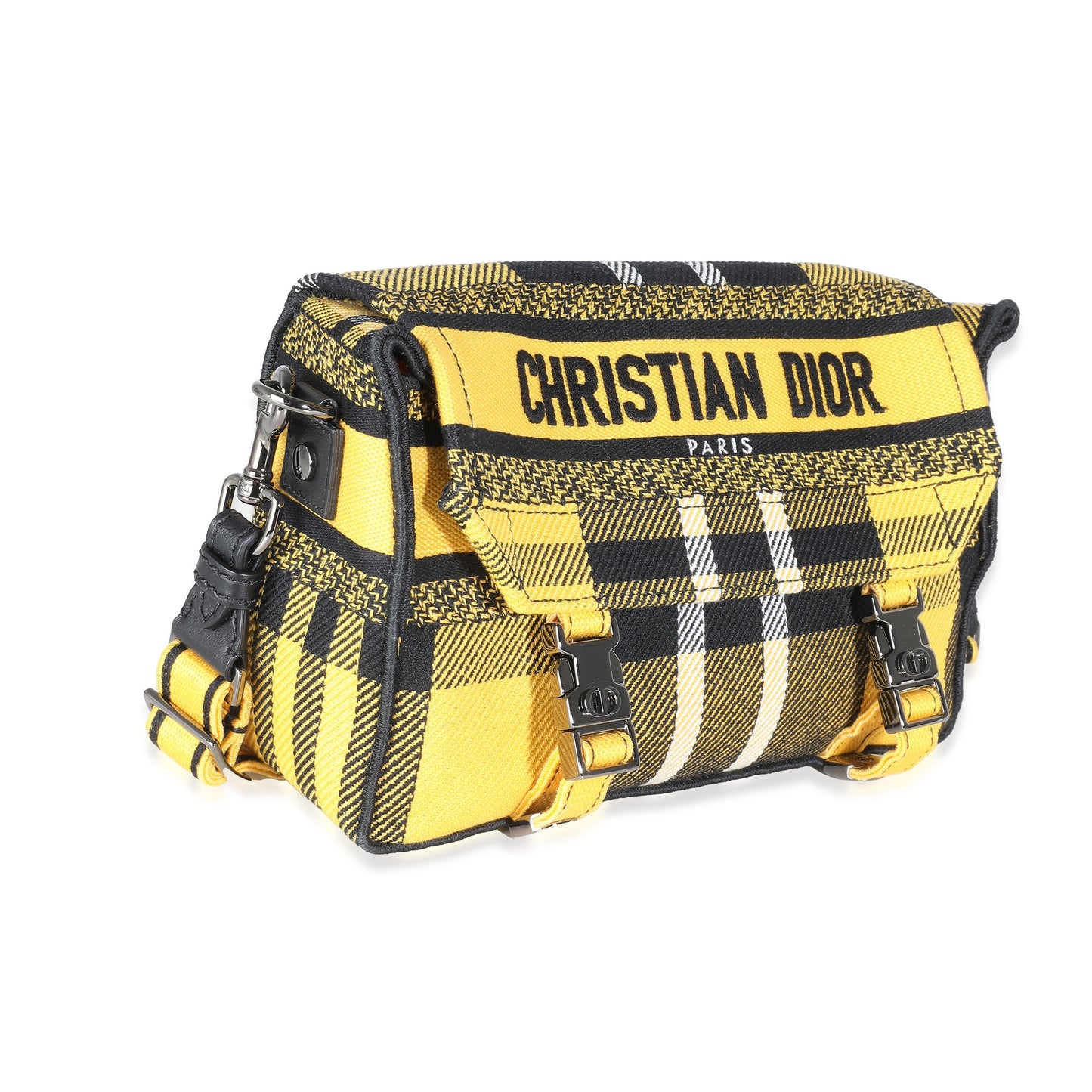 Yellow Tartan Canvas Small Diorcamp Messenger