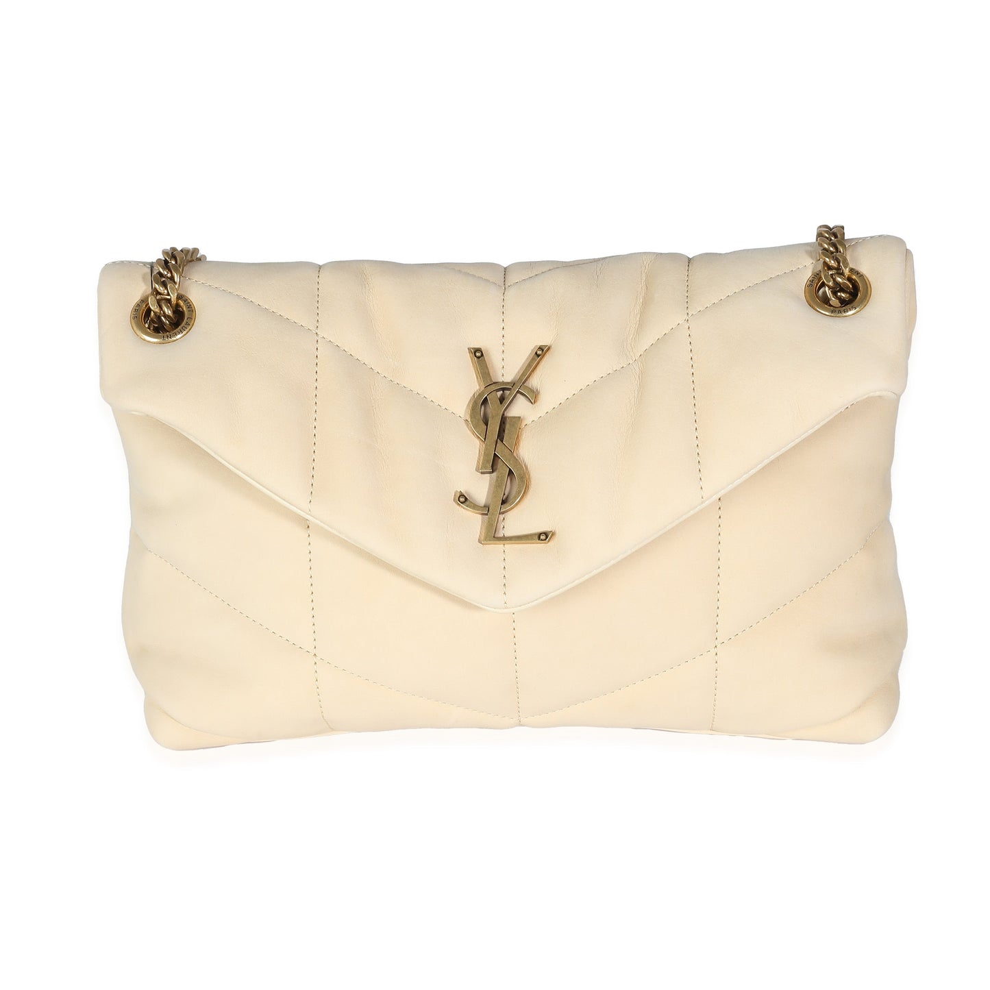 Beige Quilted Nubuck Small Puffer Chain Bag