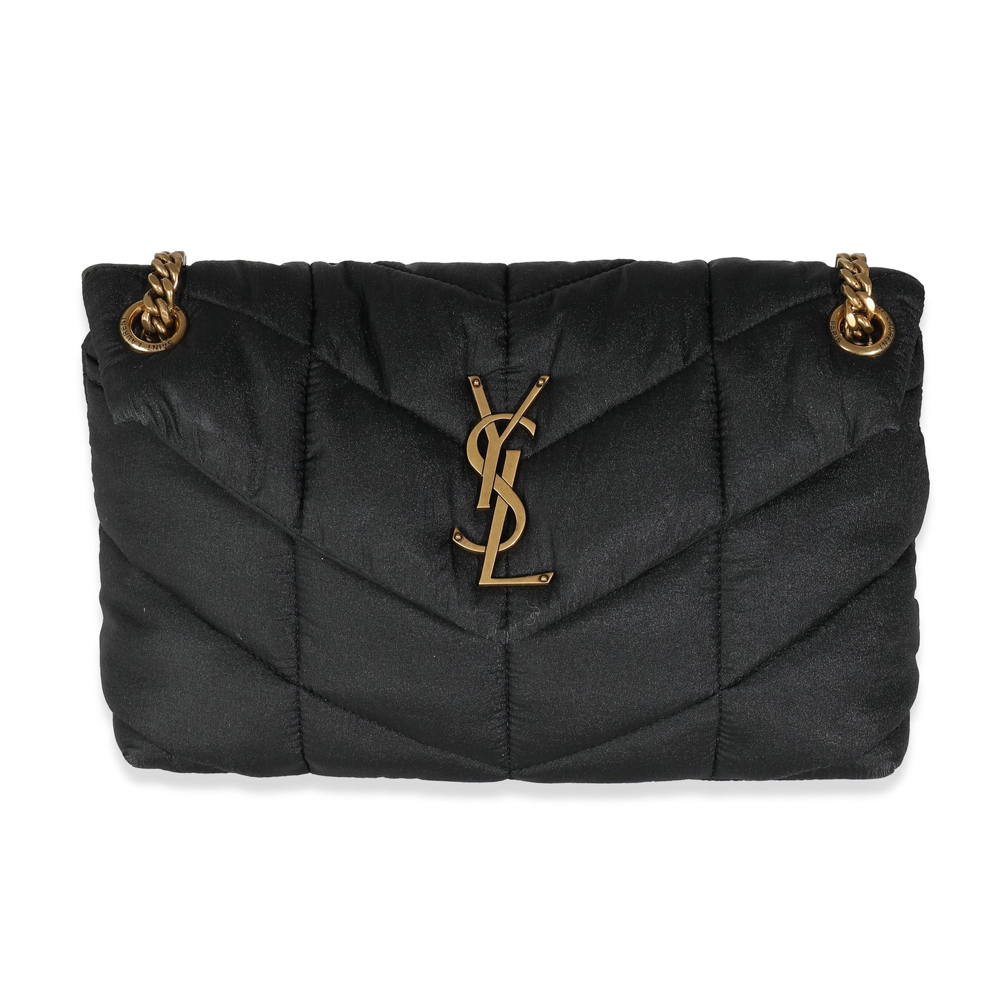 Black Quilted Nylon Small Lou Puffer Chain Bag