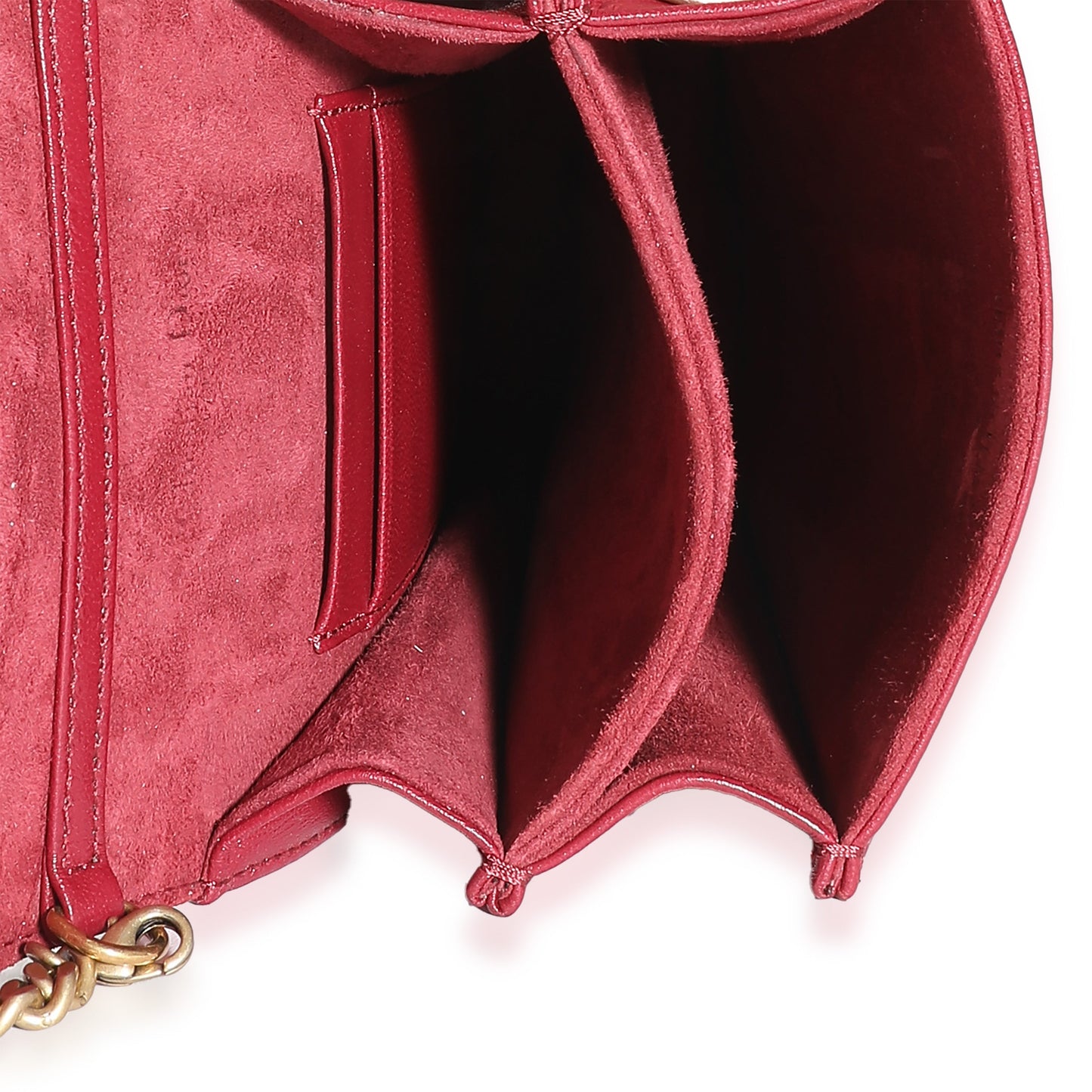 Red Leather Studded Diorama Vertical Clutch On Chain