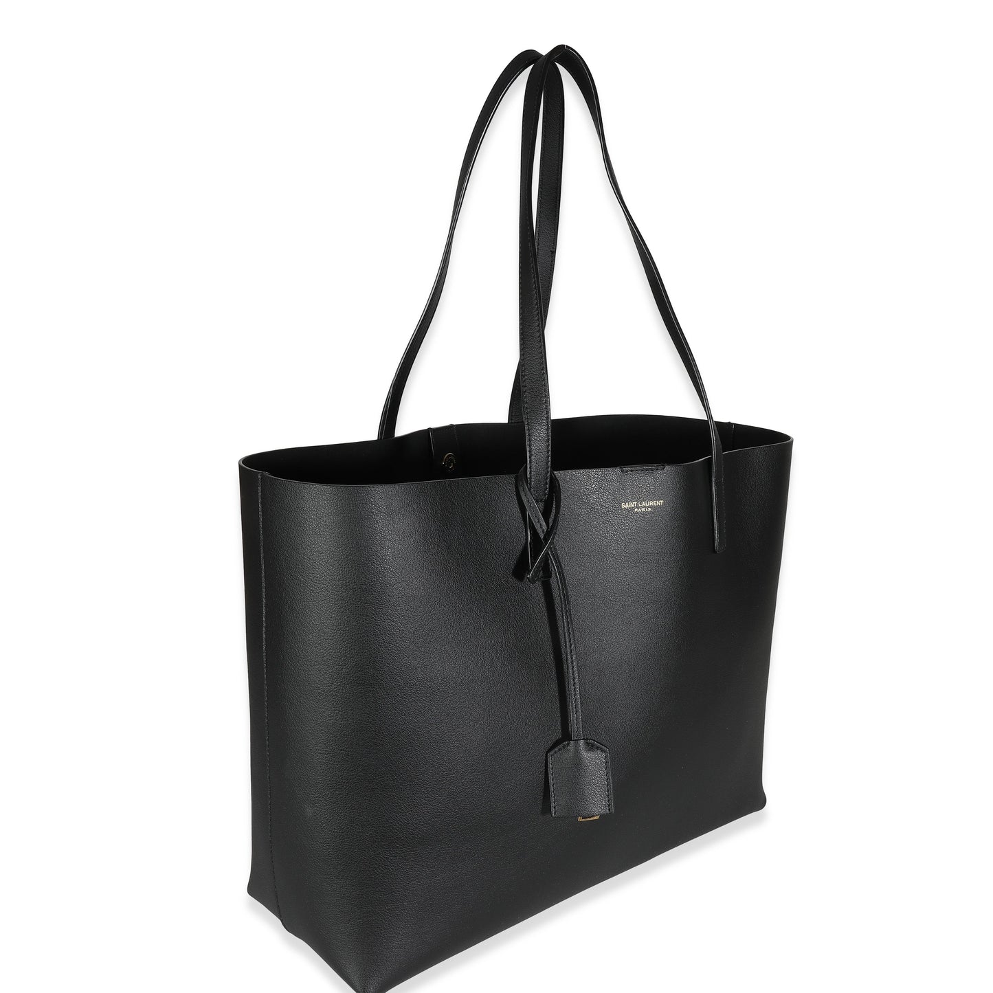 Black Calfskin East West Shopping Tote