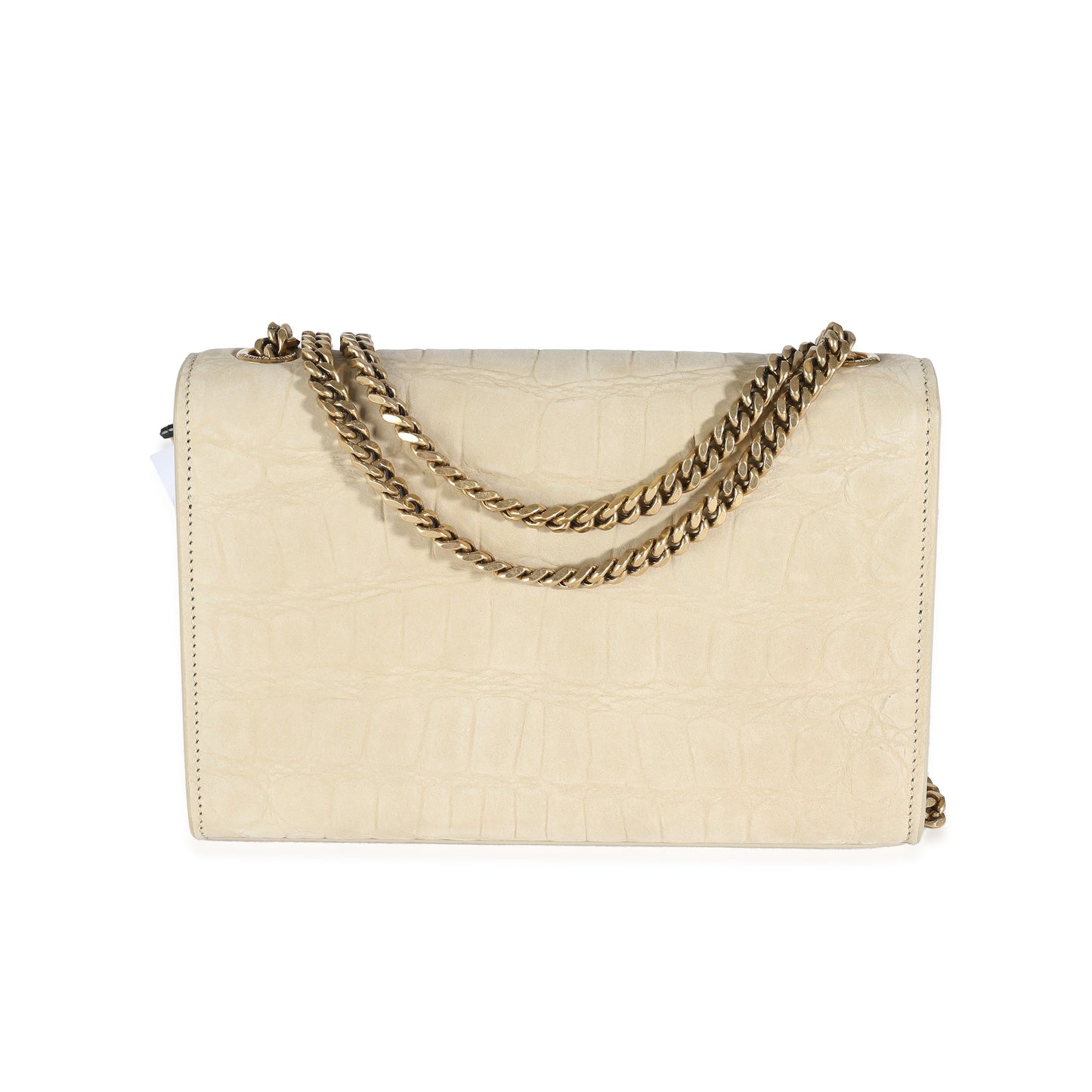 Nougat Beige Croc Embossed Suede Small Kate Chain Bag