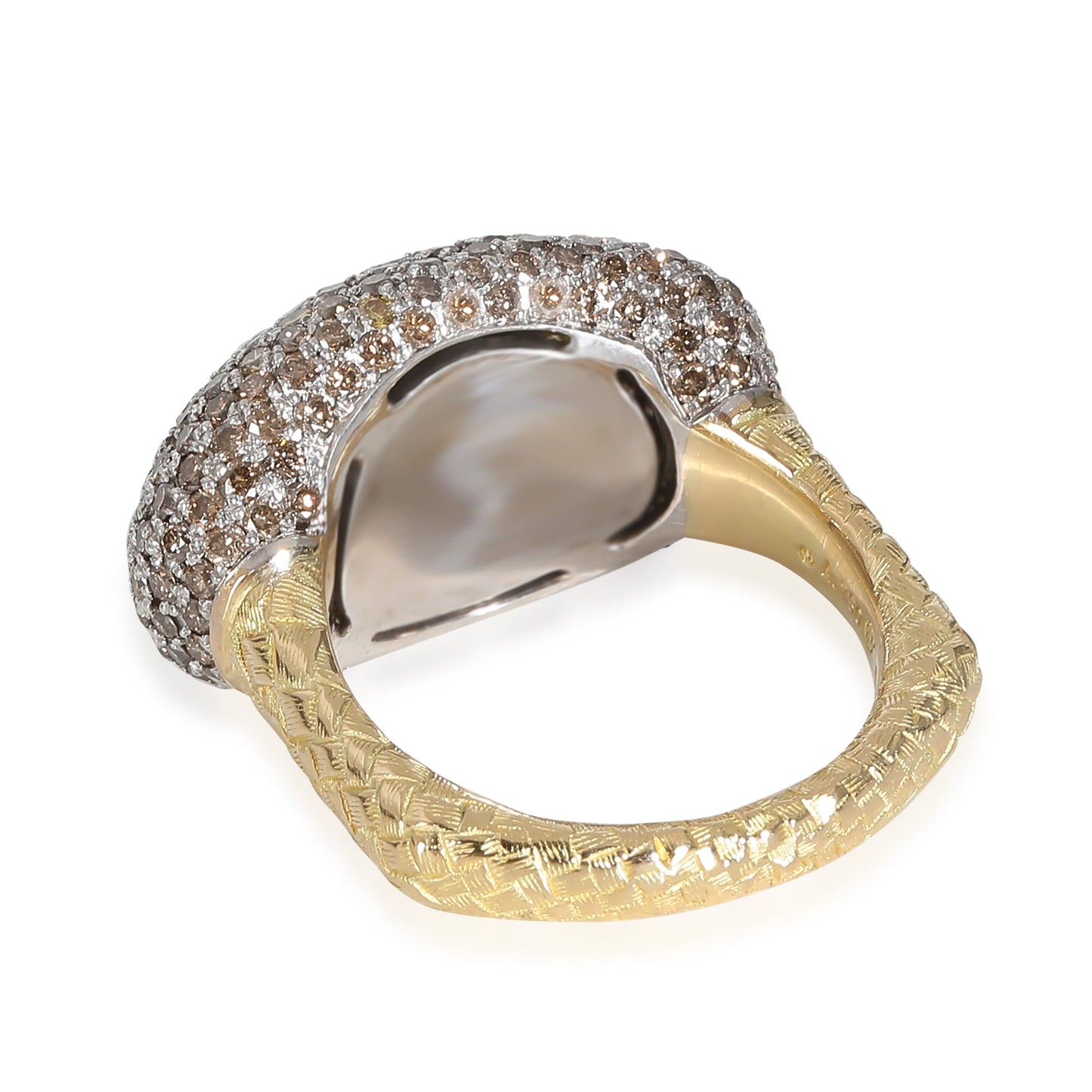 Color Diamond Cocktail Ring in 18k White Gold/Yellow Gold 3 CTW