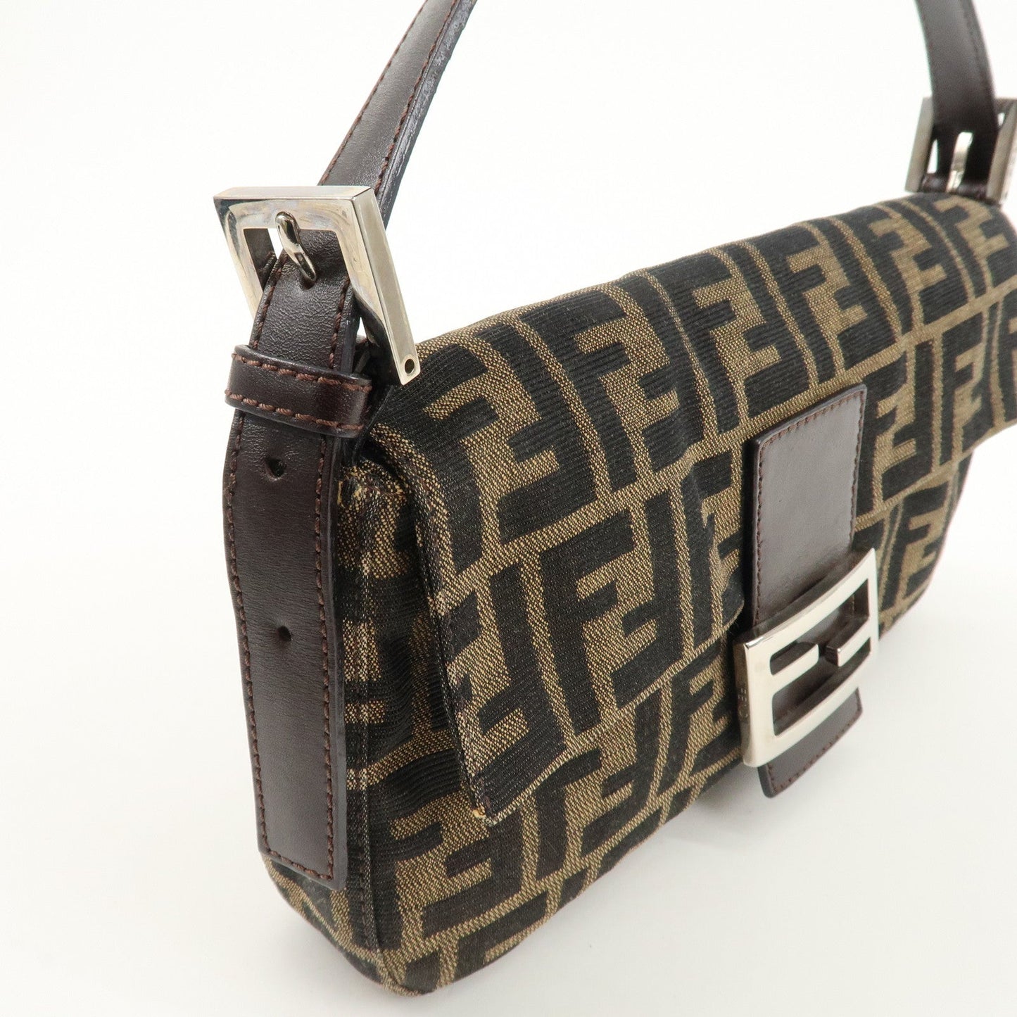 FENDI Mamma Bucket Zucca Canvas Leather Shoulder Bag 26424