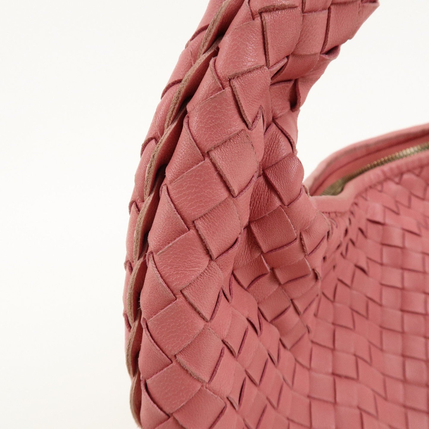 BOTTEGA VENETA Intrecciato Hobo Leather Shoulder Bag Pink 115653