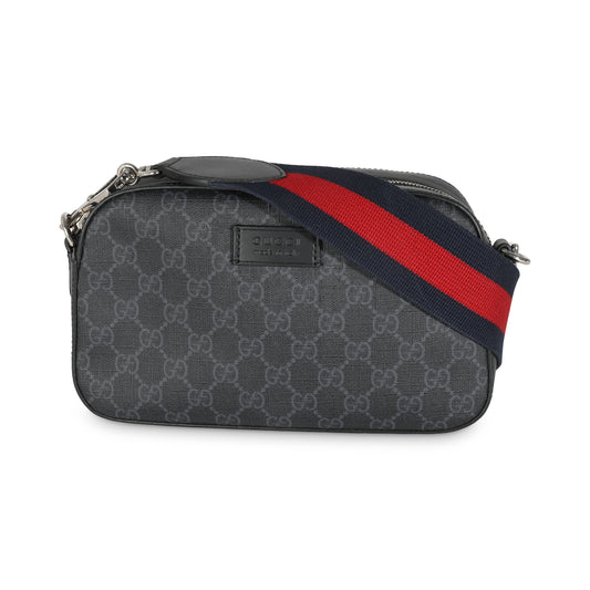 Black GG Supreme Monogram Web Camera Bag